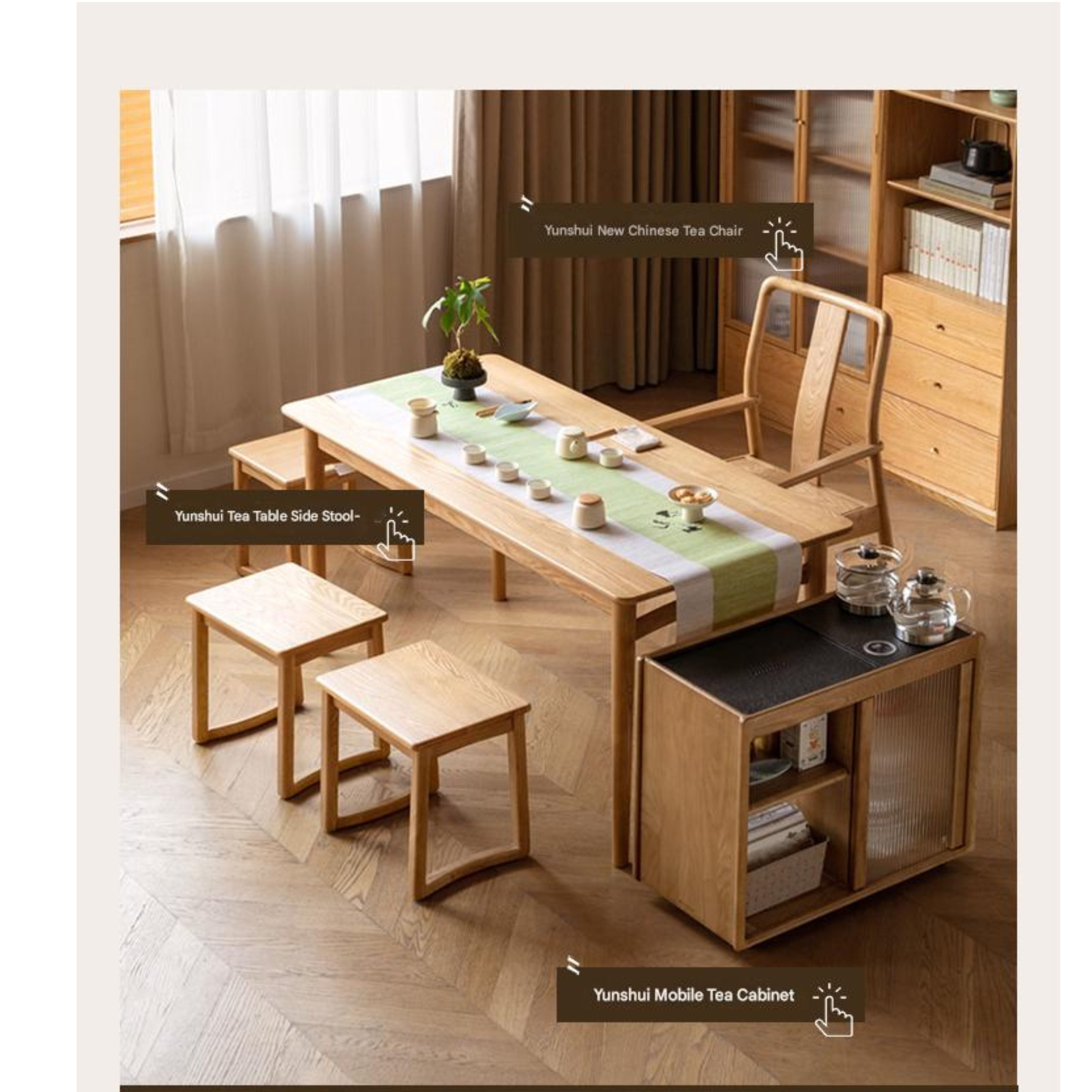 Ash Solid Wood Modern Dual-Purpose Tea Table.