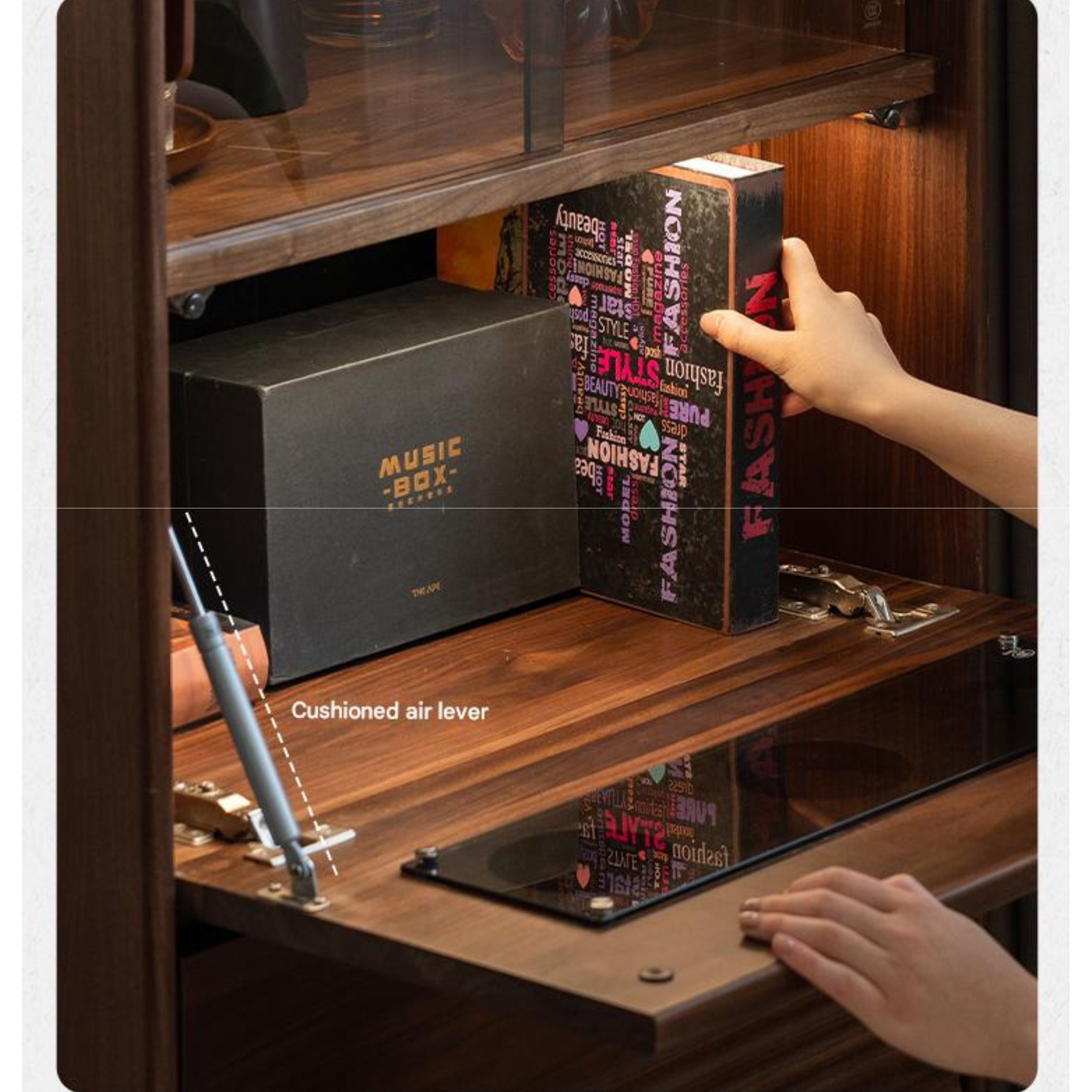 Black Walnut, Golden Sandalwood Solid Wood Antique Locker Retro Side Cabinet.