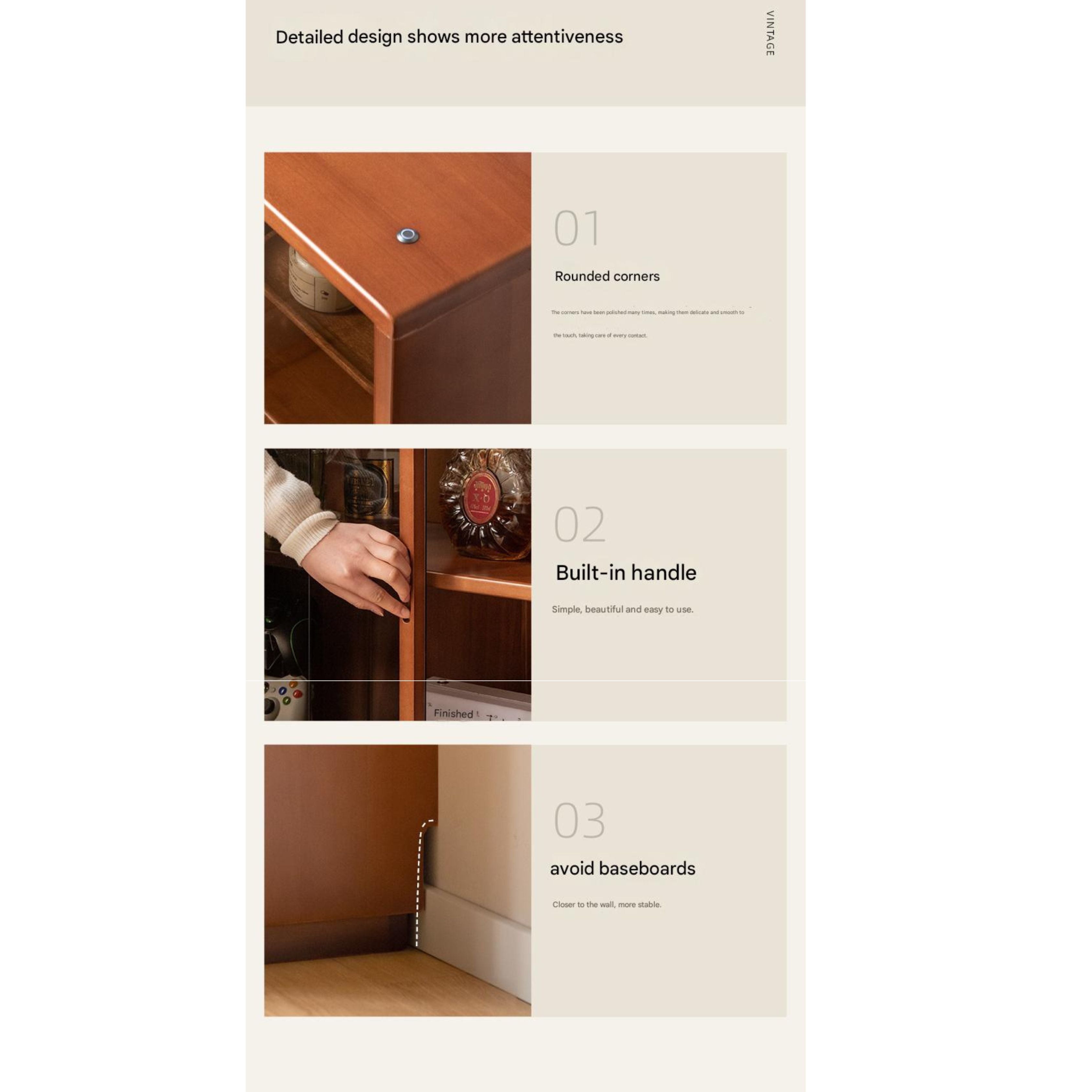 Poplar Solid Wood Middle Ages Side Cabinet