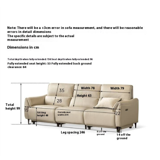 Leather Top Layer Cowhide Retractable Electric Sofa
