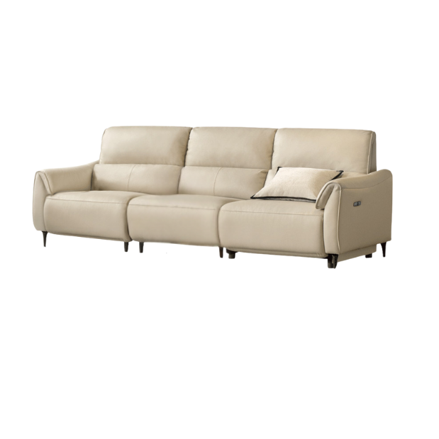 Leather Top Layer Cowhide Retractable Electric Sofa