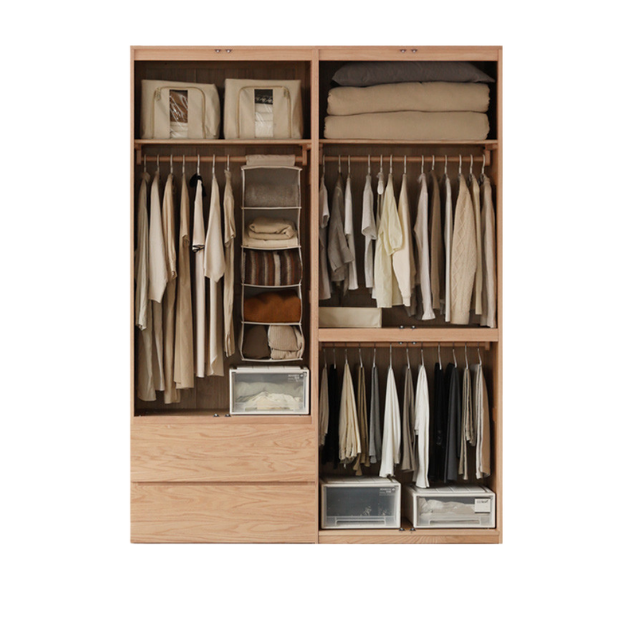 Oak, Ash Solid Wood Sectional Wardrobe