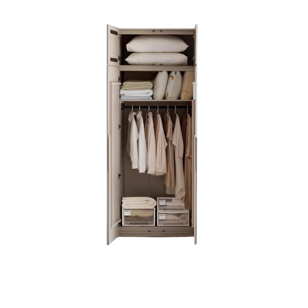 Pine Solid Wood Wardrobe Cream Style