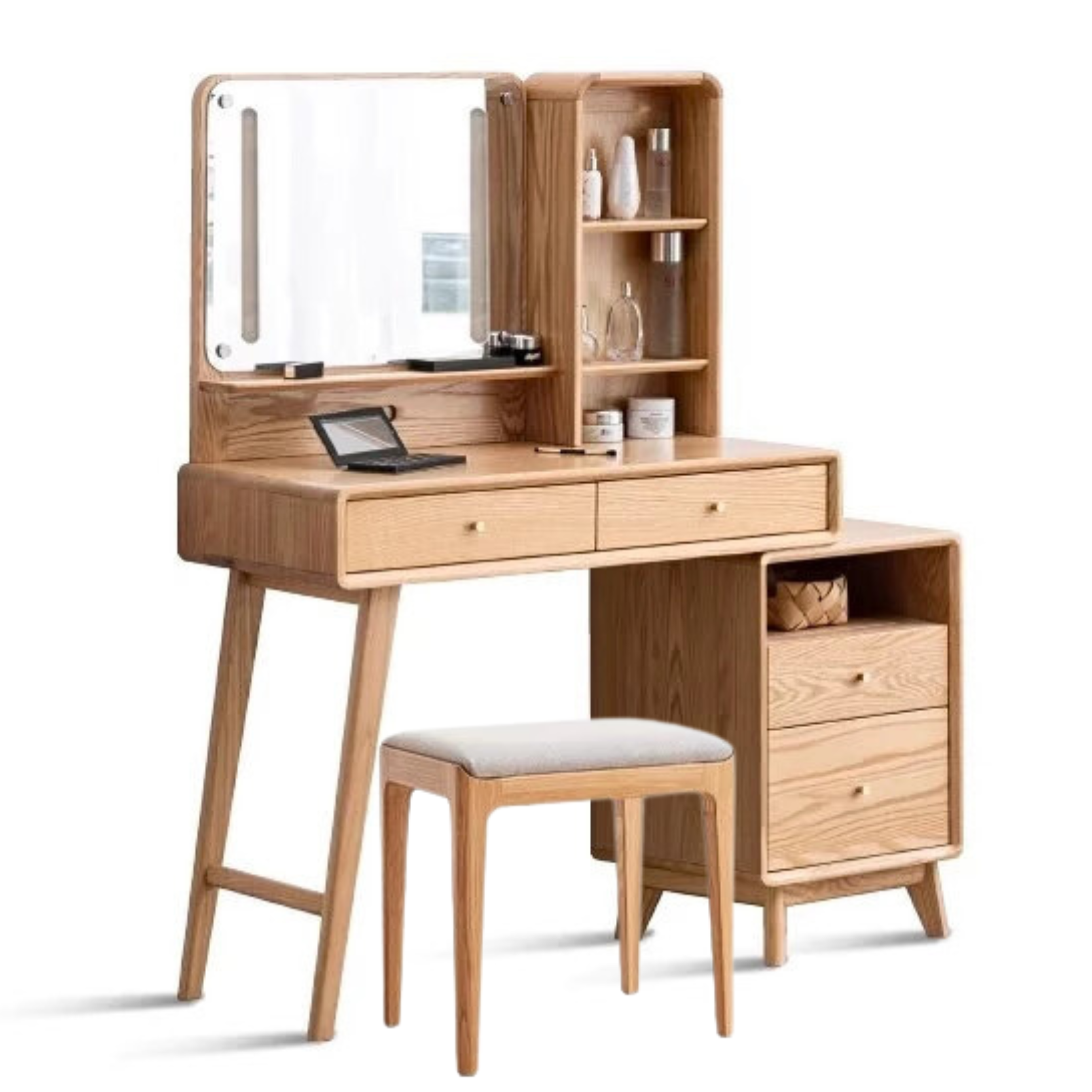Oak, Rubberwood solid wood Dressing Table Telescopic.