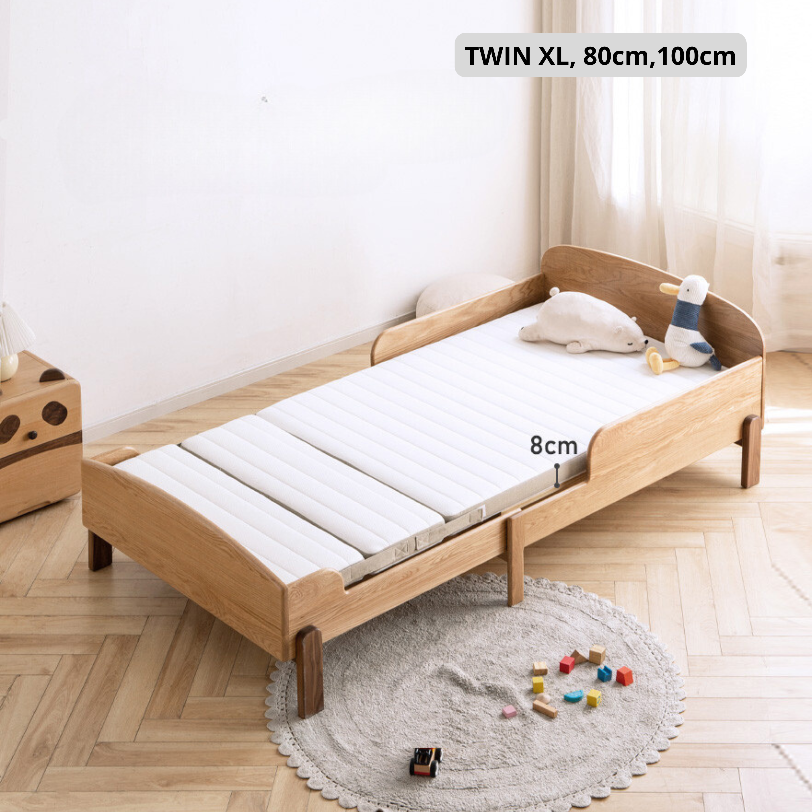 Children's Foldable Natural Coconut Palm Mattress, Anti-Mite, Spine Support, Firm (8 cm):