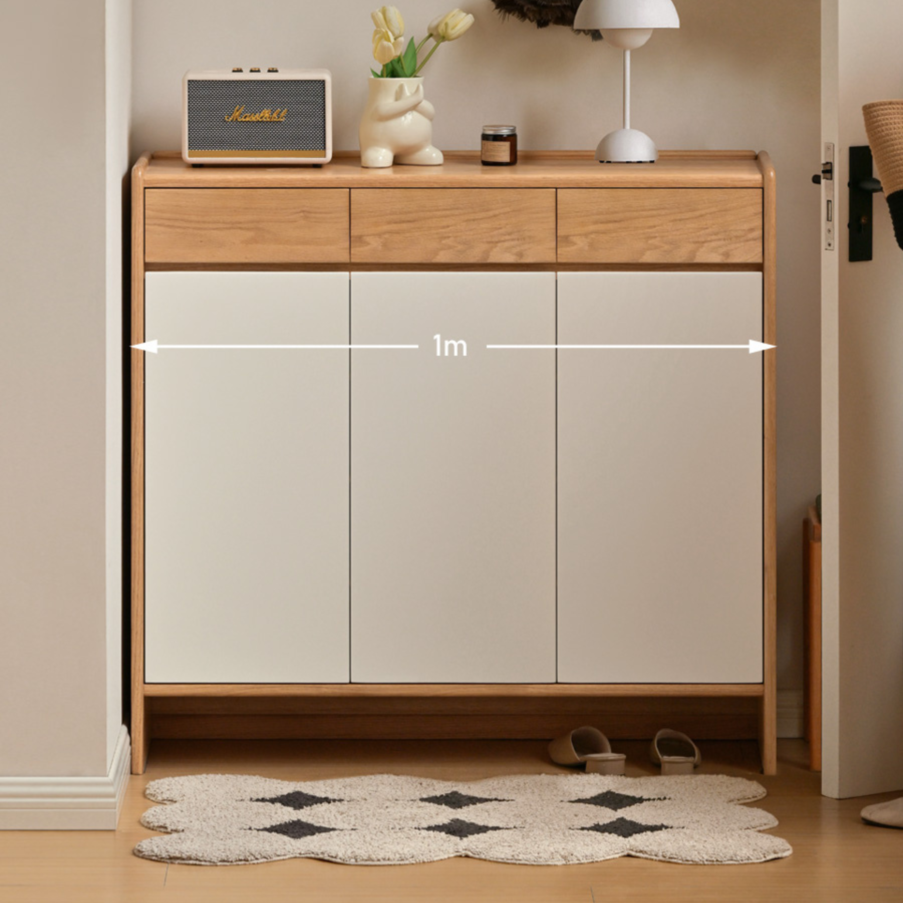 Beech Solid Wood Multi-Colored Shoe Cabinet