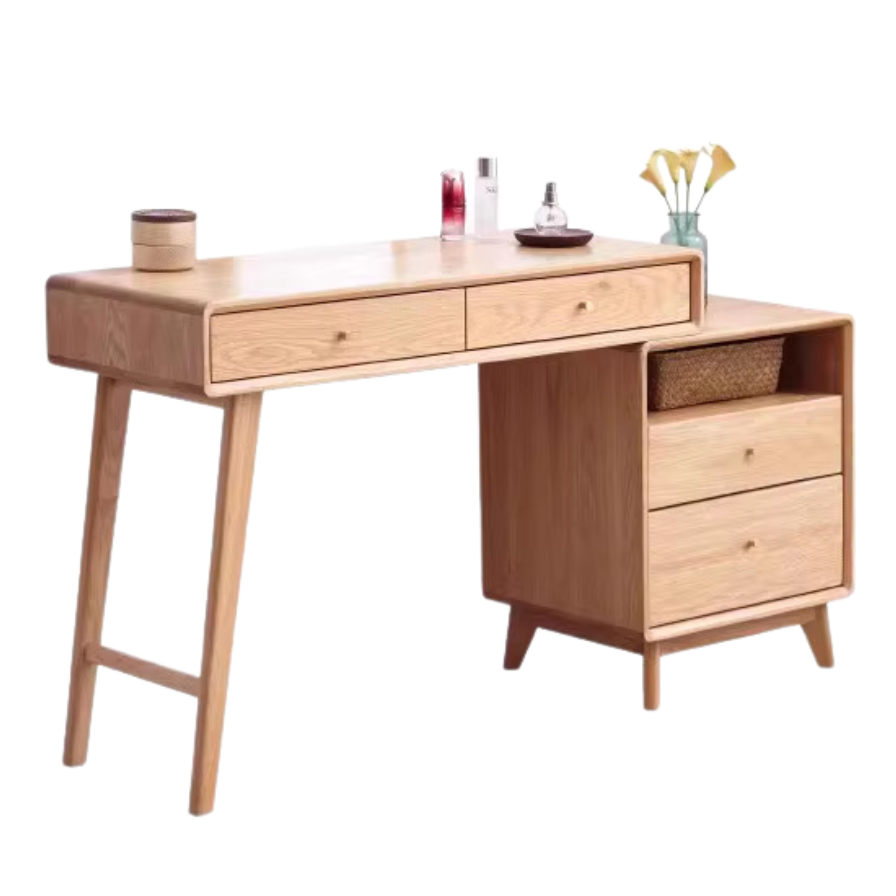 Oak Solid Wood Telescopic Dressing Table Cabinet.