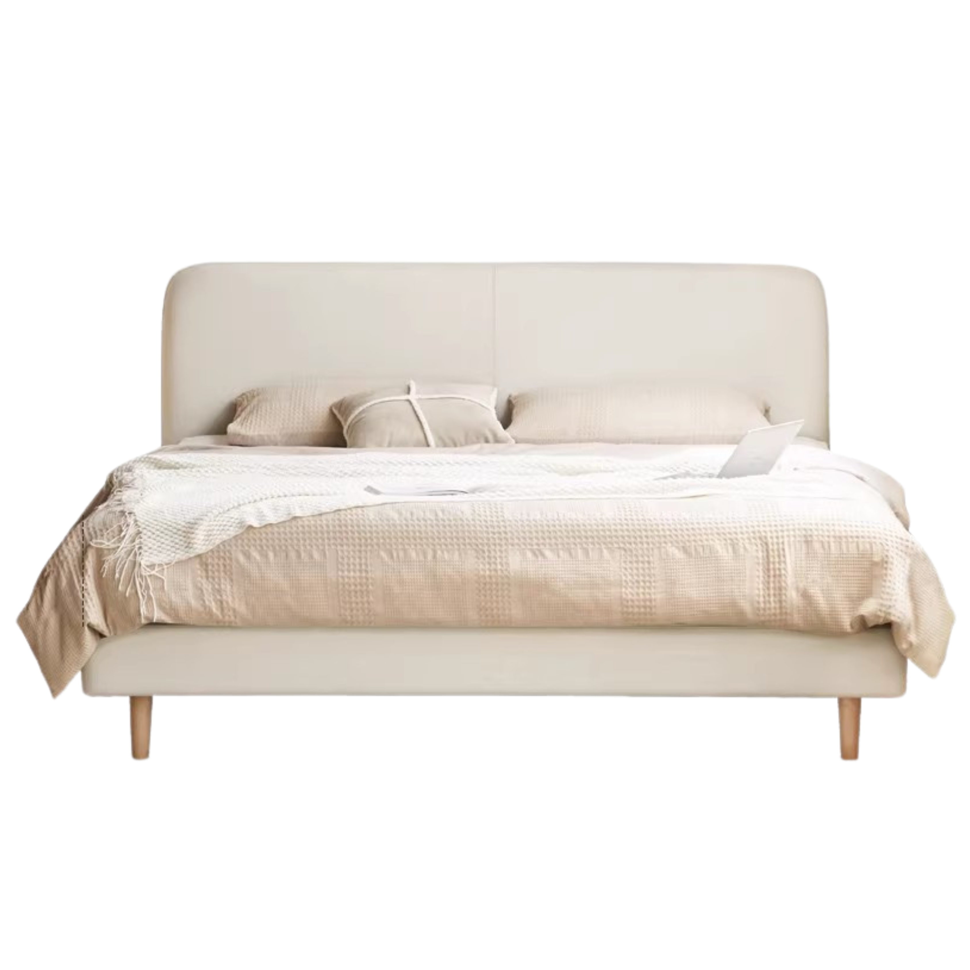 Fabric Cream Soft Minimalist Bed