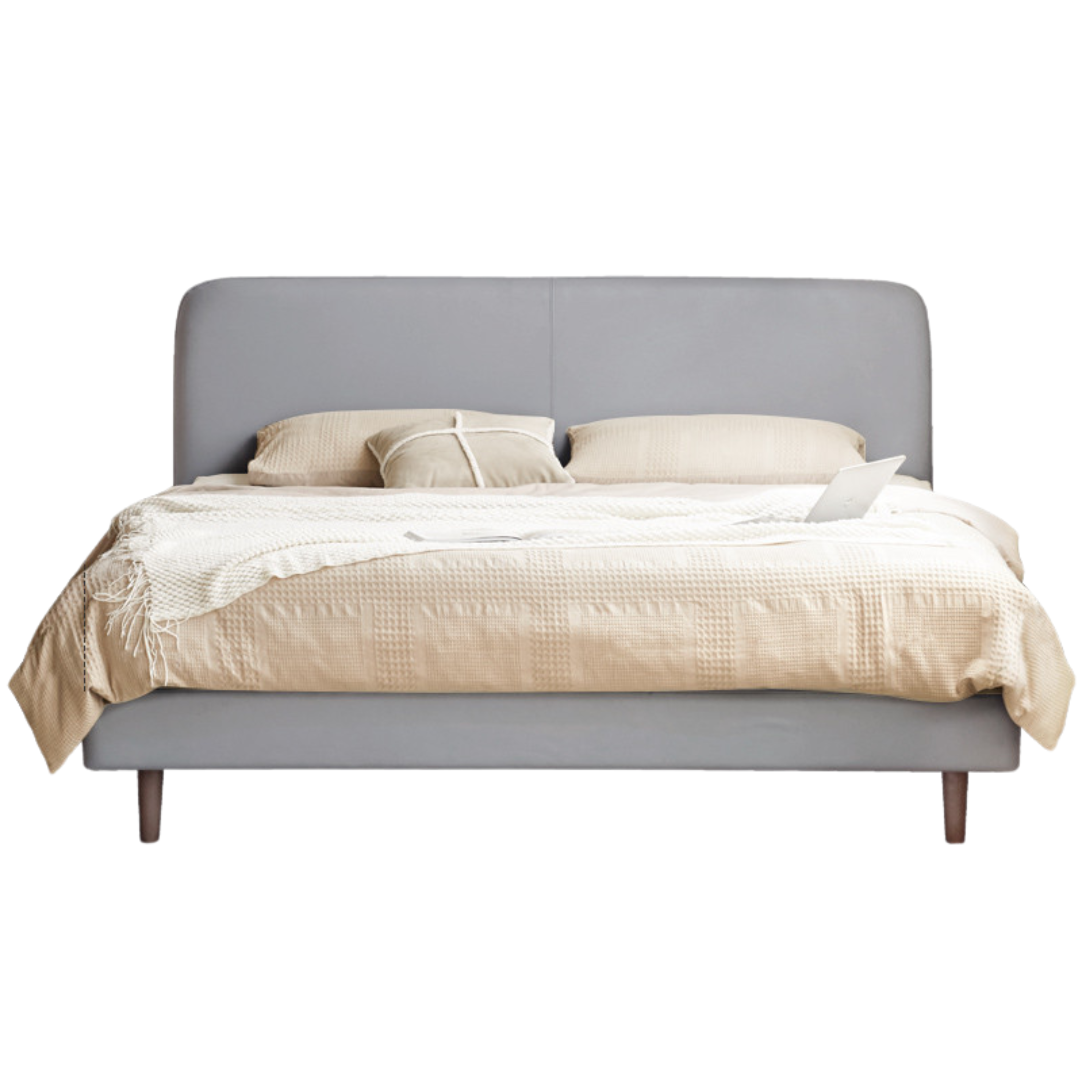 Fabric Cream Soft Minimalist Bed