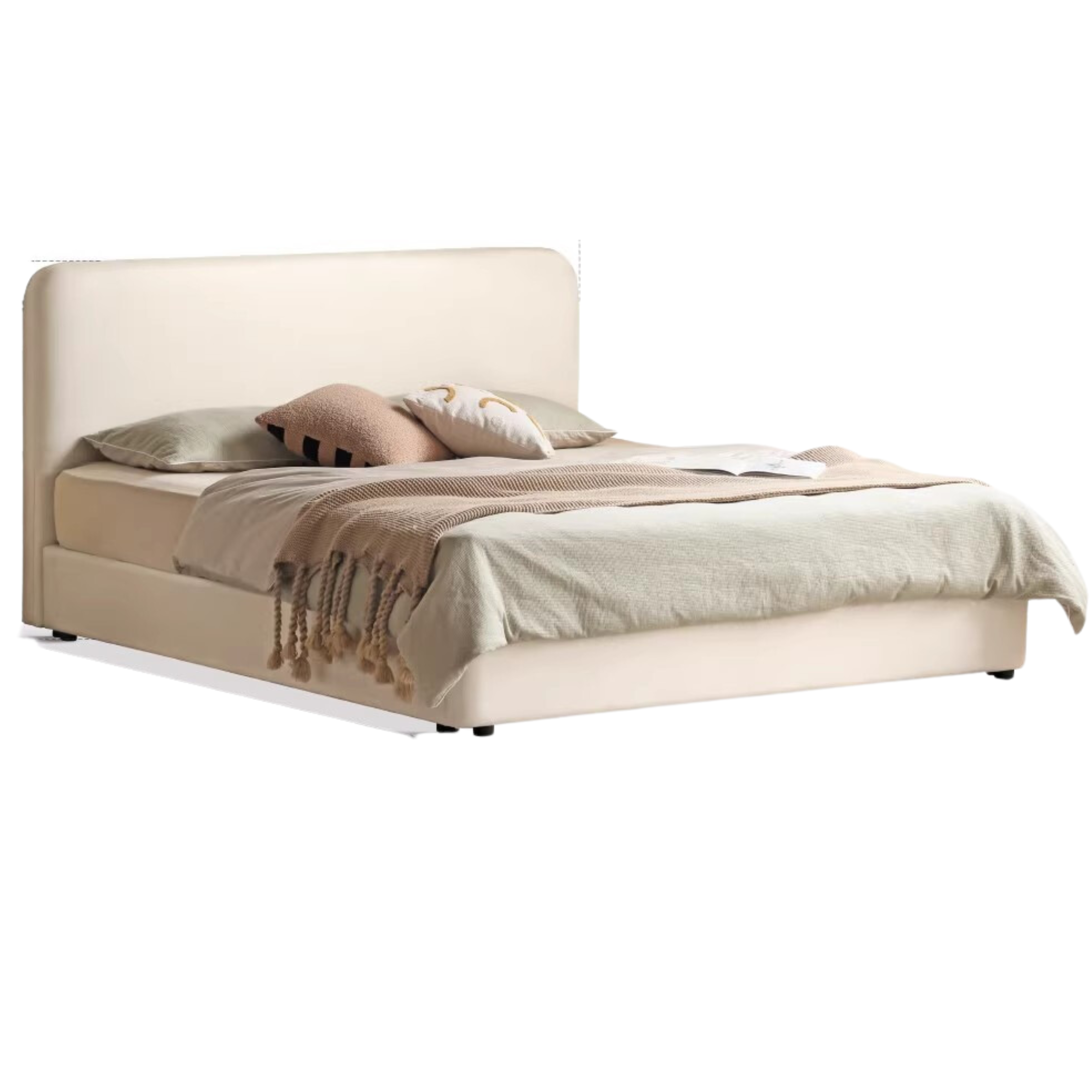 Fabric Cream Soft Minimalist Bed