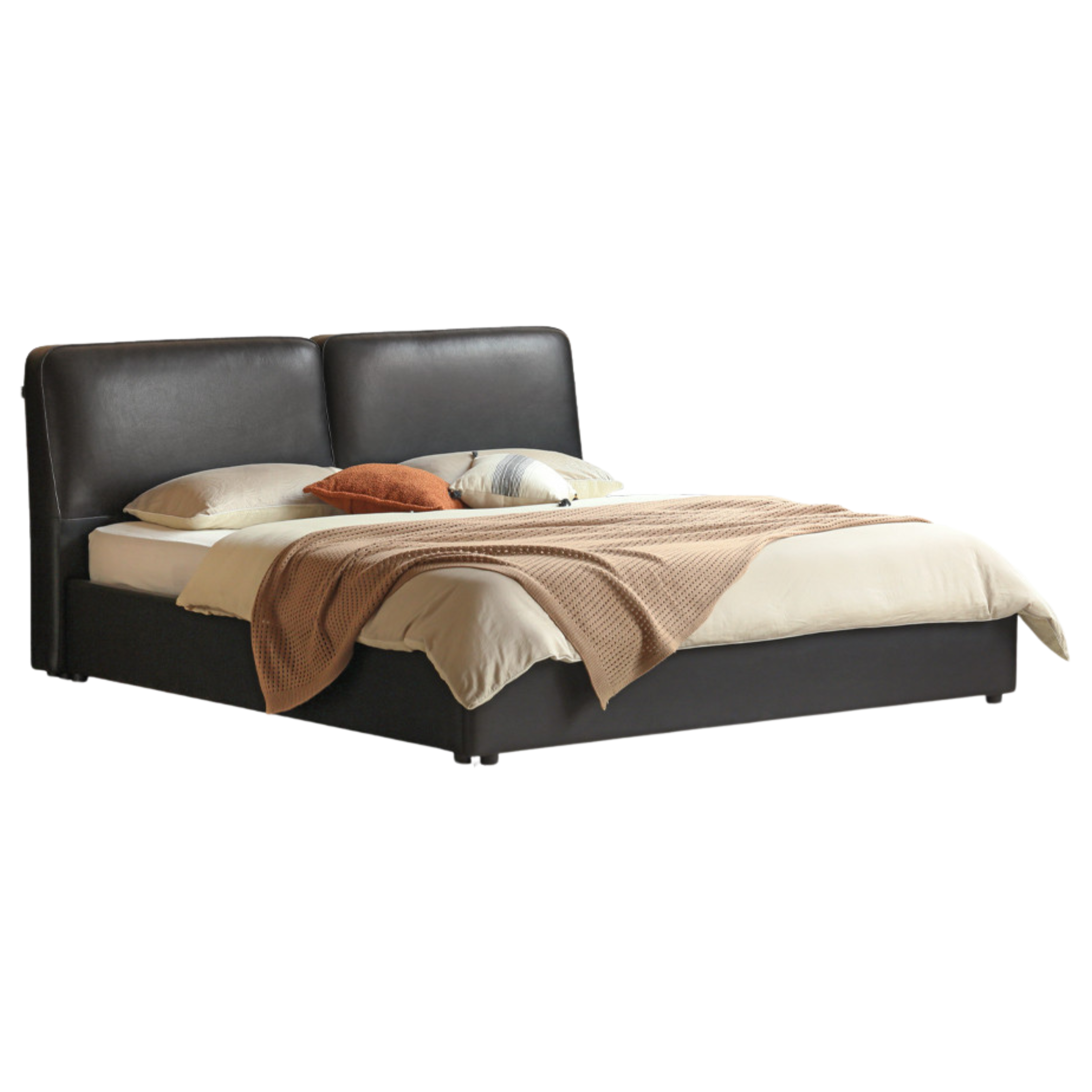 First Layer Of Yellow Cowhide Black Bed