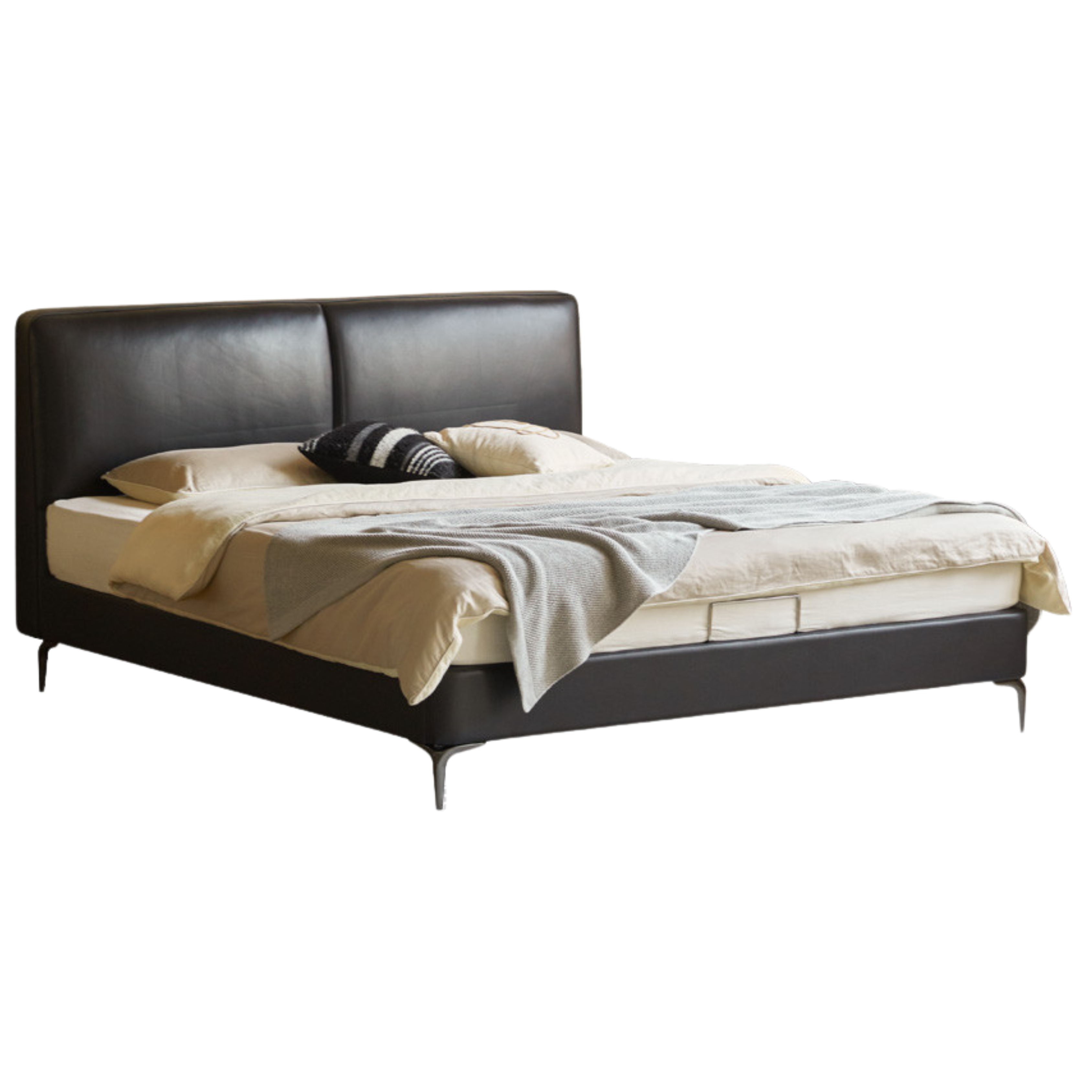 First Layer Of Yellow Cowhide Black Bed
