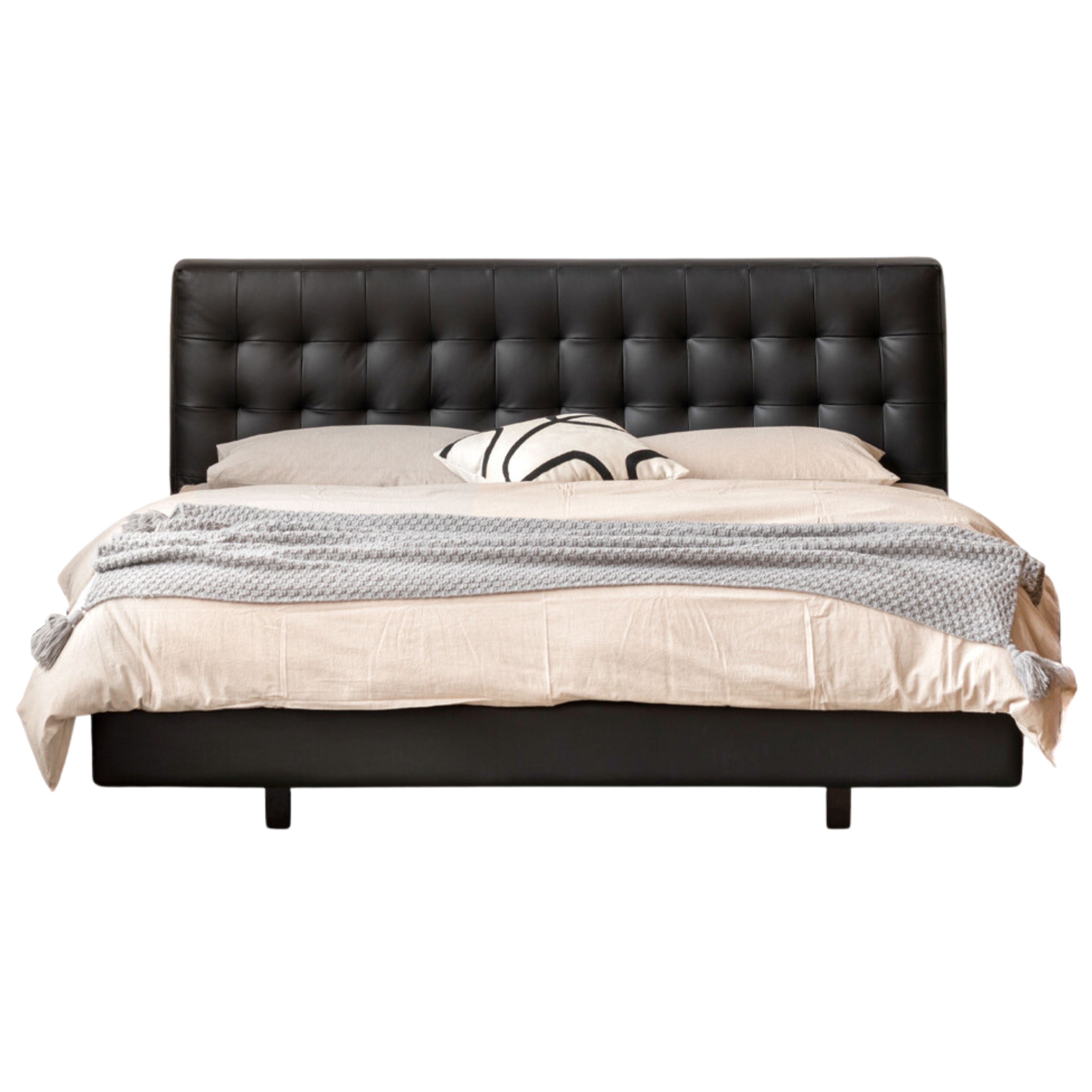 First Layer Of Yellow Cowhide Bed Suspension Bed Black