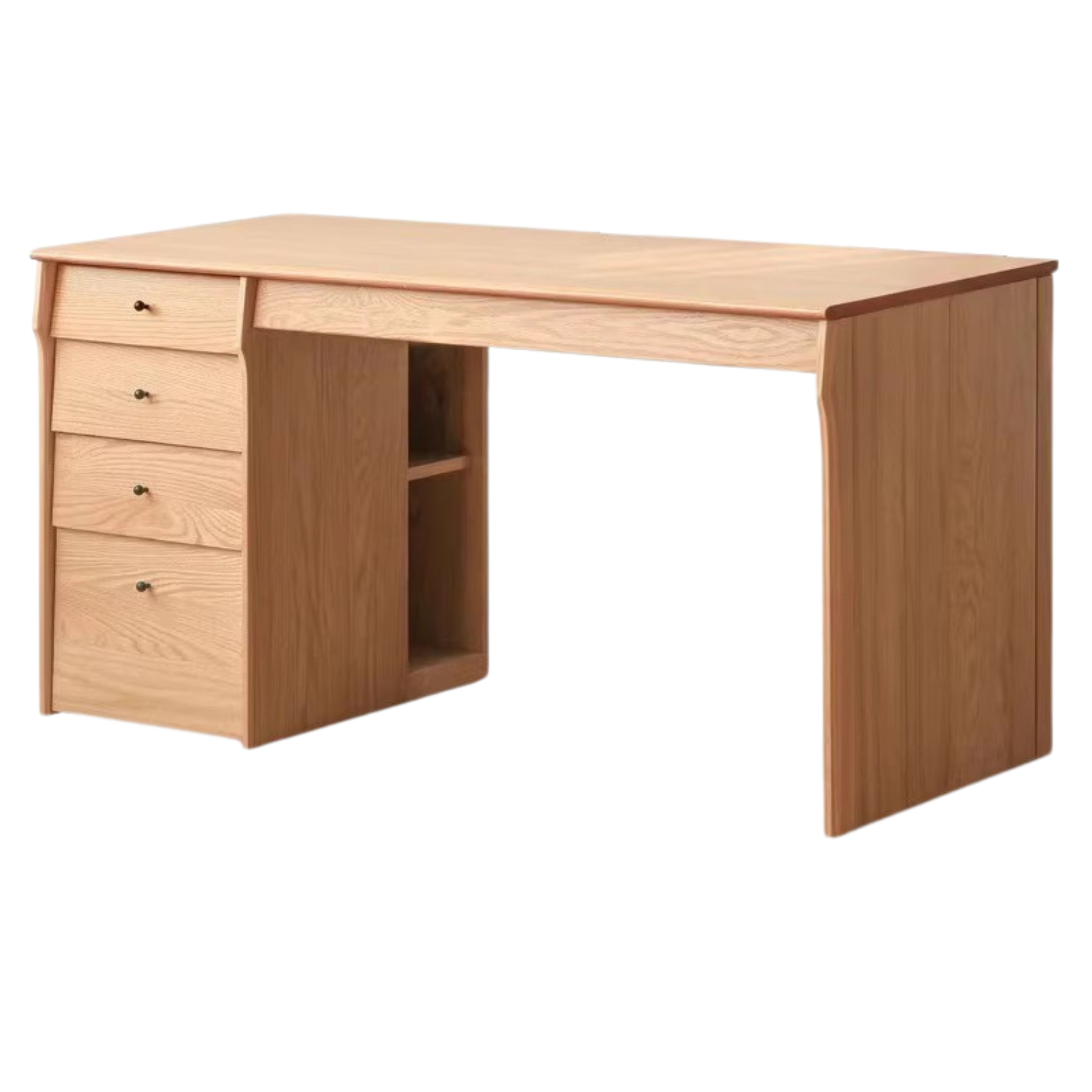 Oak, Cherry Solid Wood Desk Bookshelf Integrated Warm Light