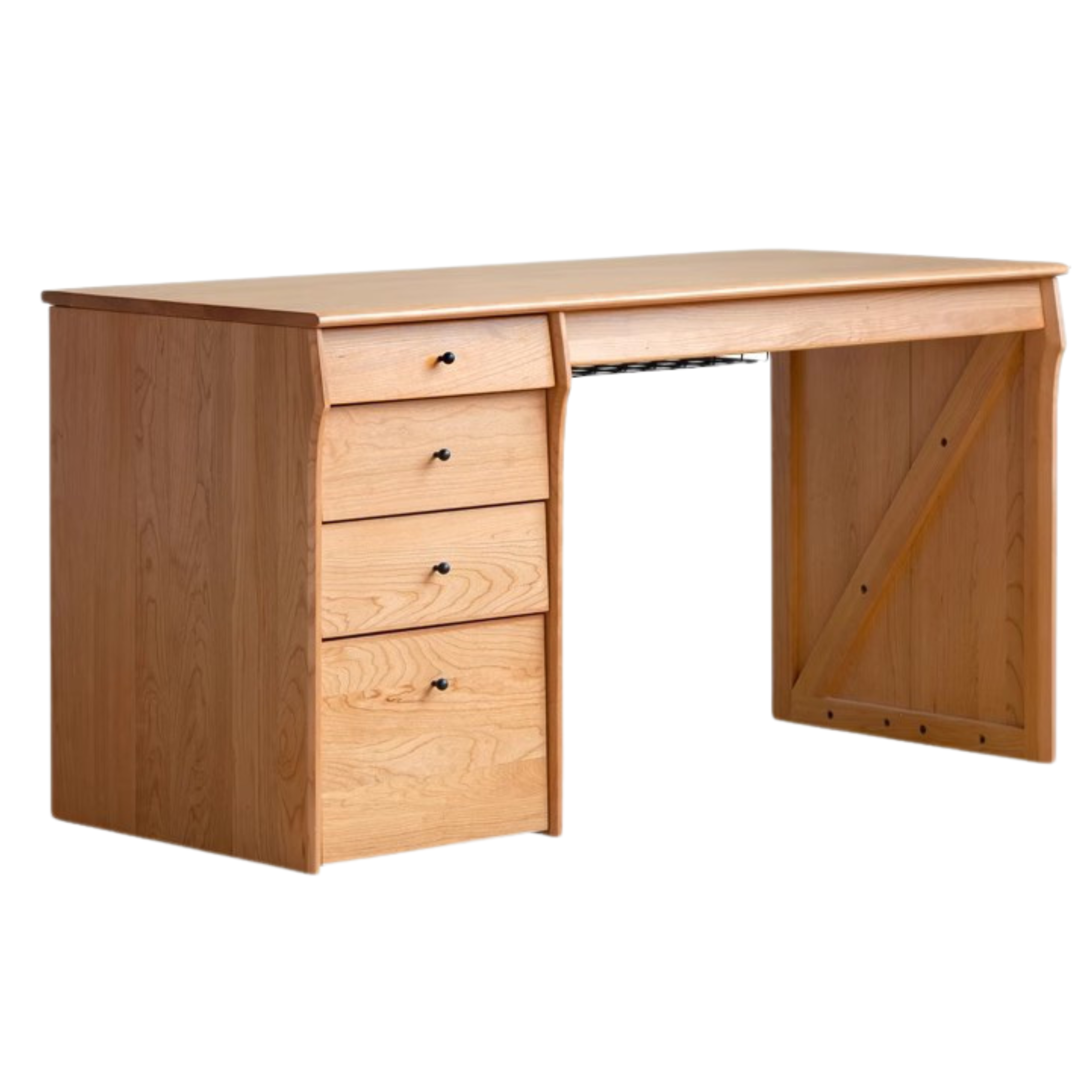 Oak, Cherry Solid Wood Desk Bookshelf Integrated Warm Light