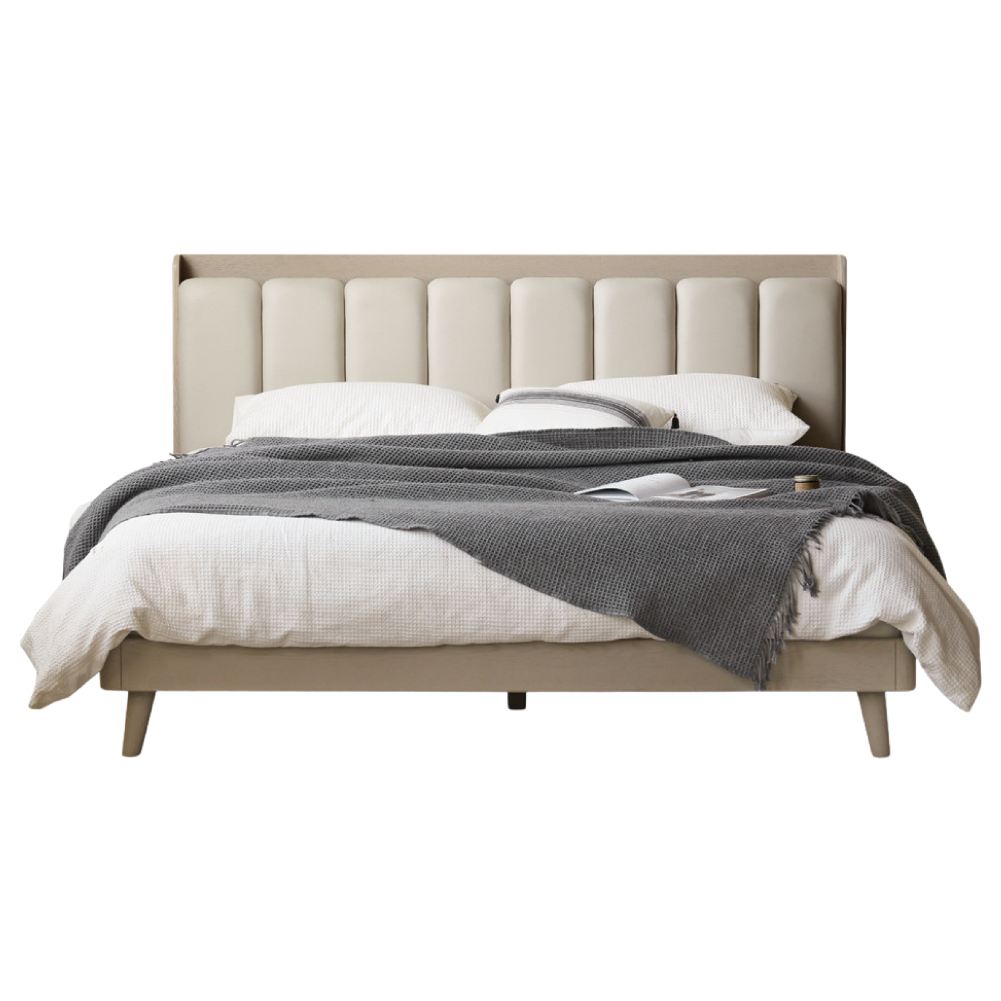 Oak, Poplar Solid Wood Piano Key Bed, Technology Cloth