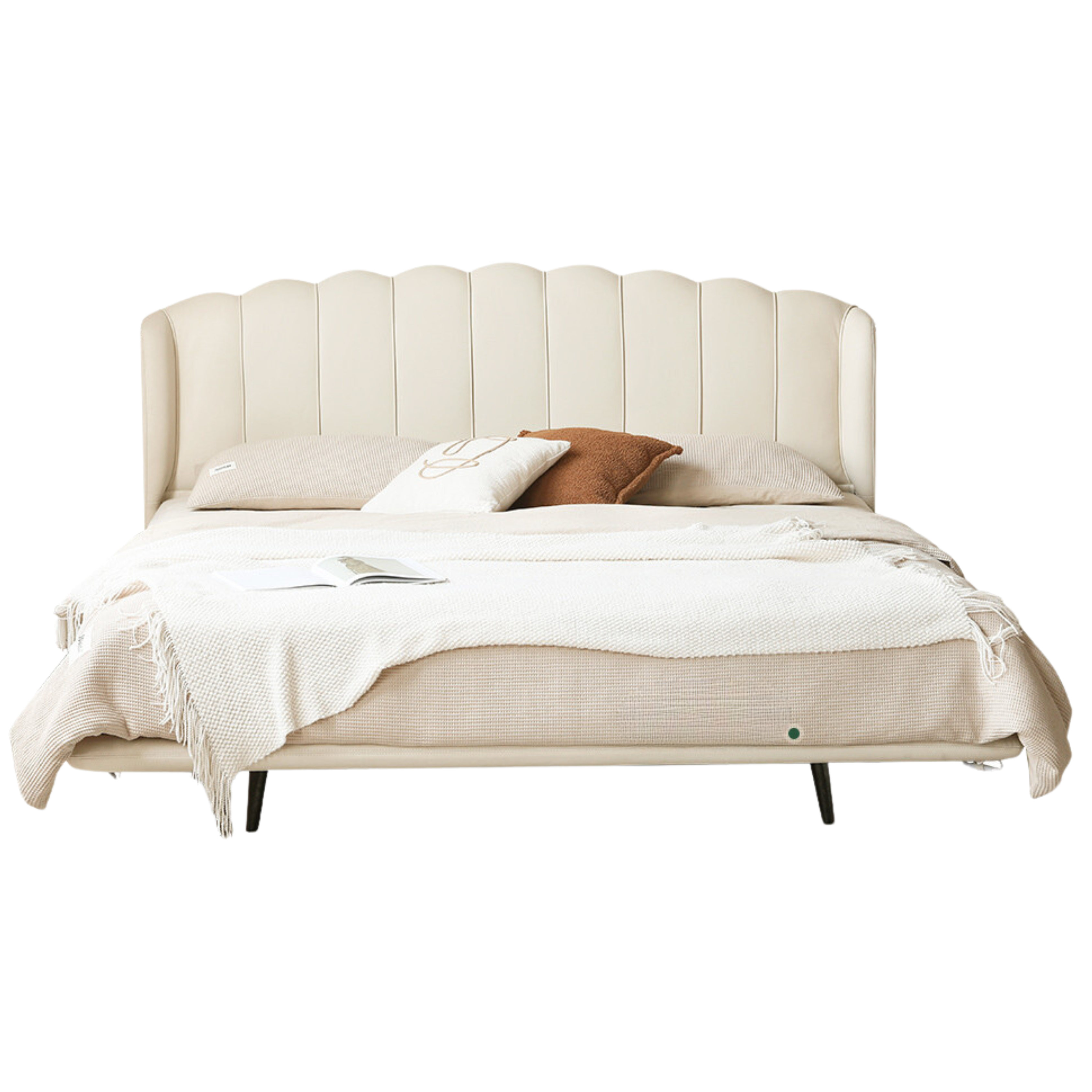 First Layer Cowhide Art Cream Suspended Bed