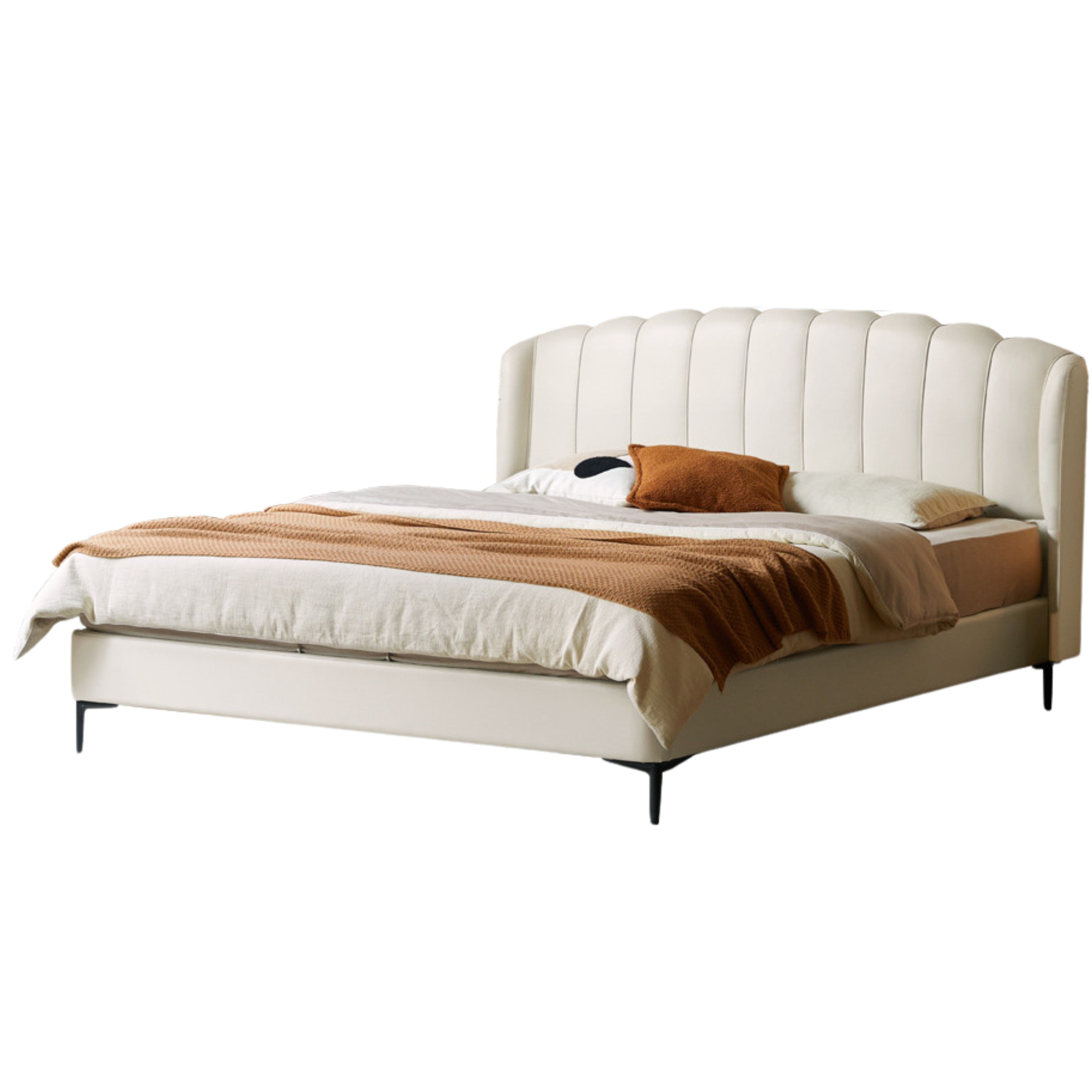 First Layer Cowhide Art Cream Suspended Bed