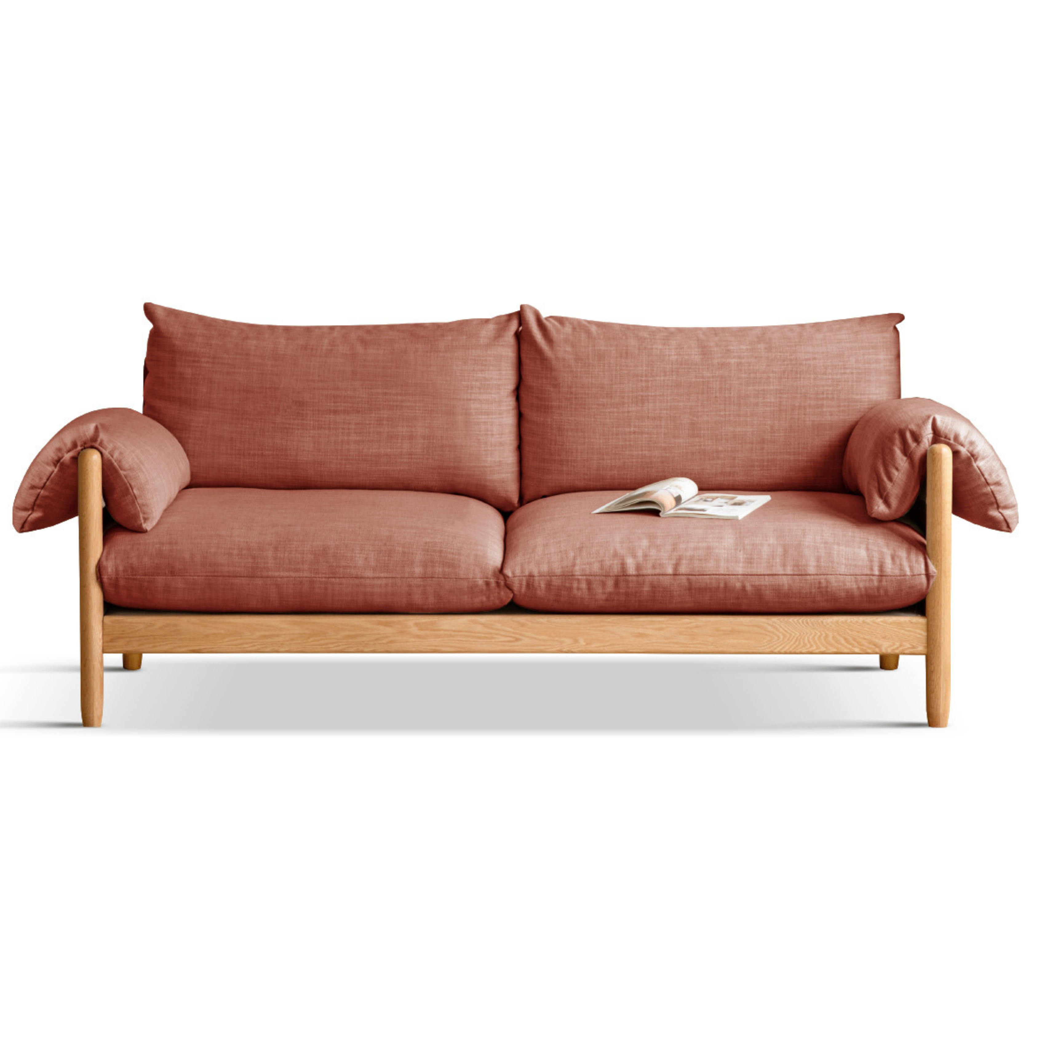 Oak Solid Wood Fabric Sofa.