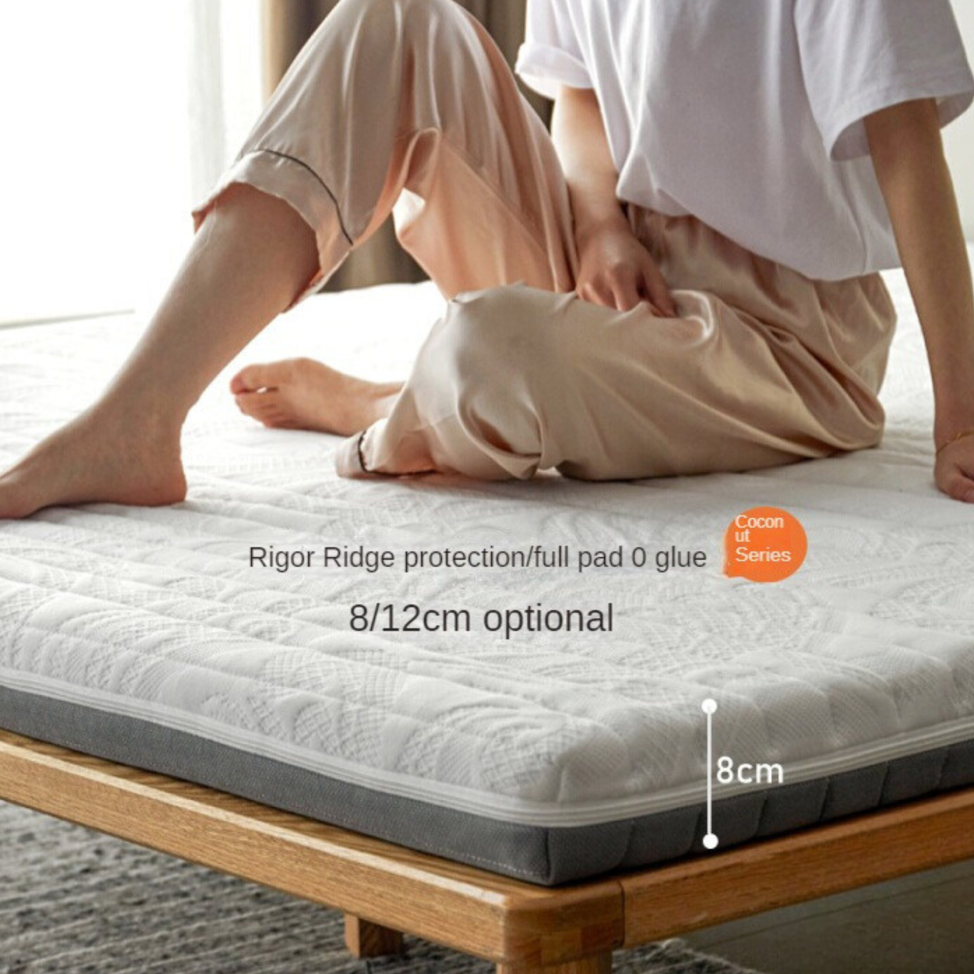 Zero-Glue Natural Coconut Fiber Eco-Friendly Double Mattress, Thin and Firm with Spinal Support 12cm, 8cm, 6cm