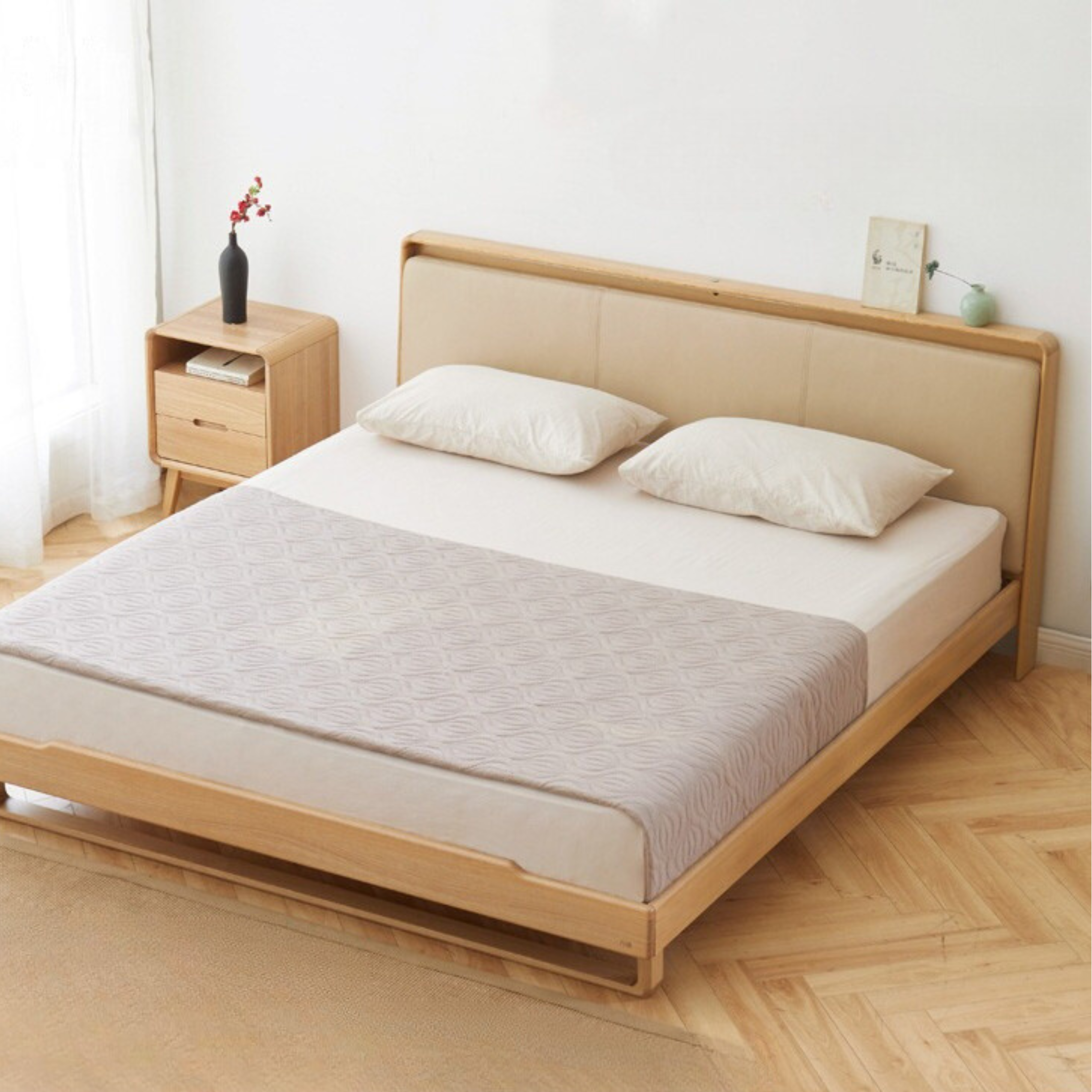 Ash solid wood soft back bed Nordic modern