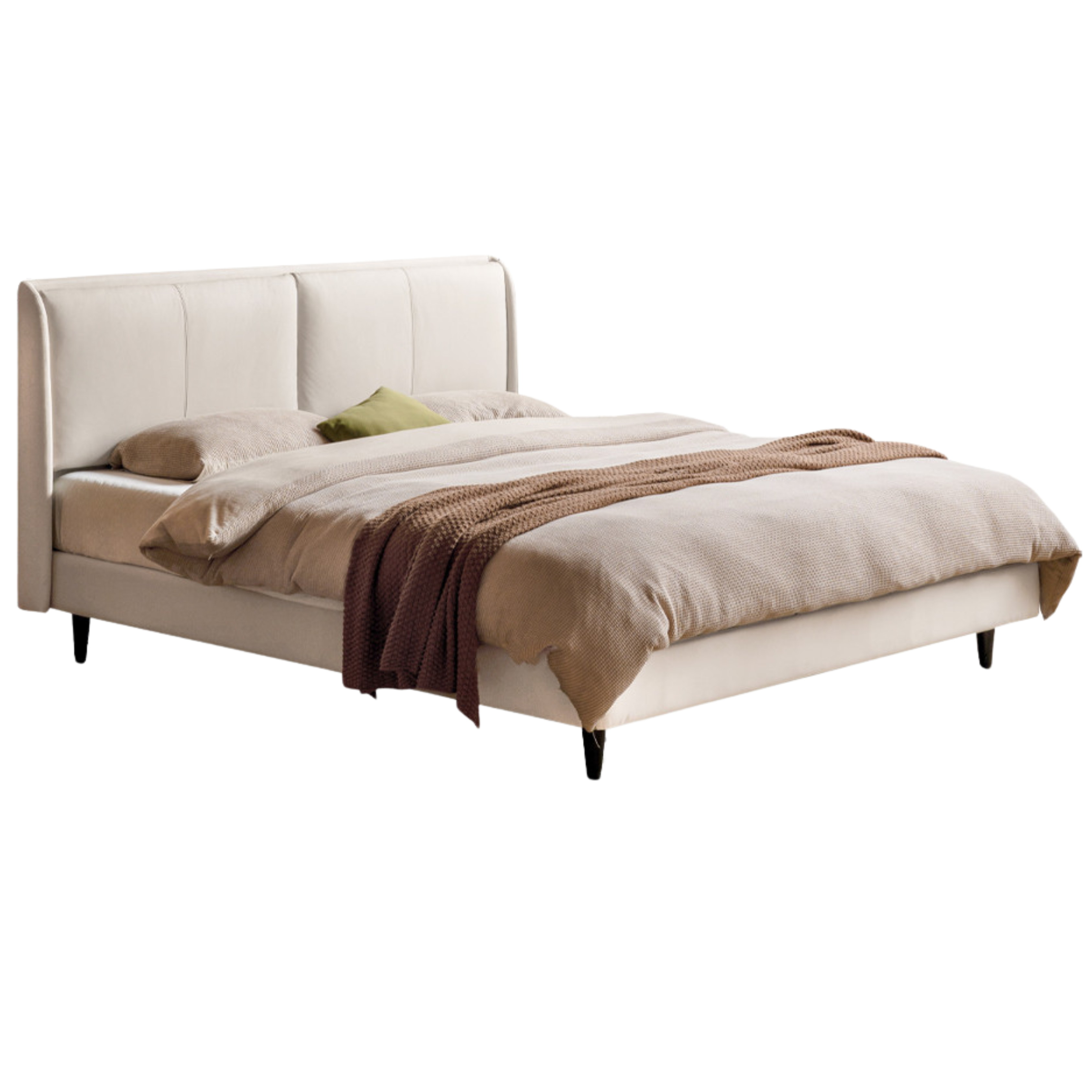 Leather Bed Cream Style First Layer of Yellow Cowhide Bed