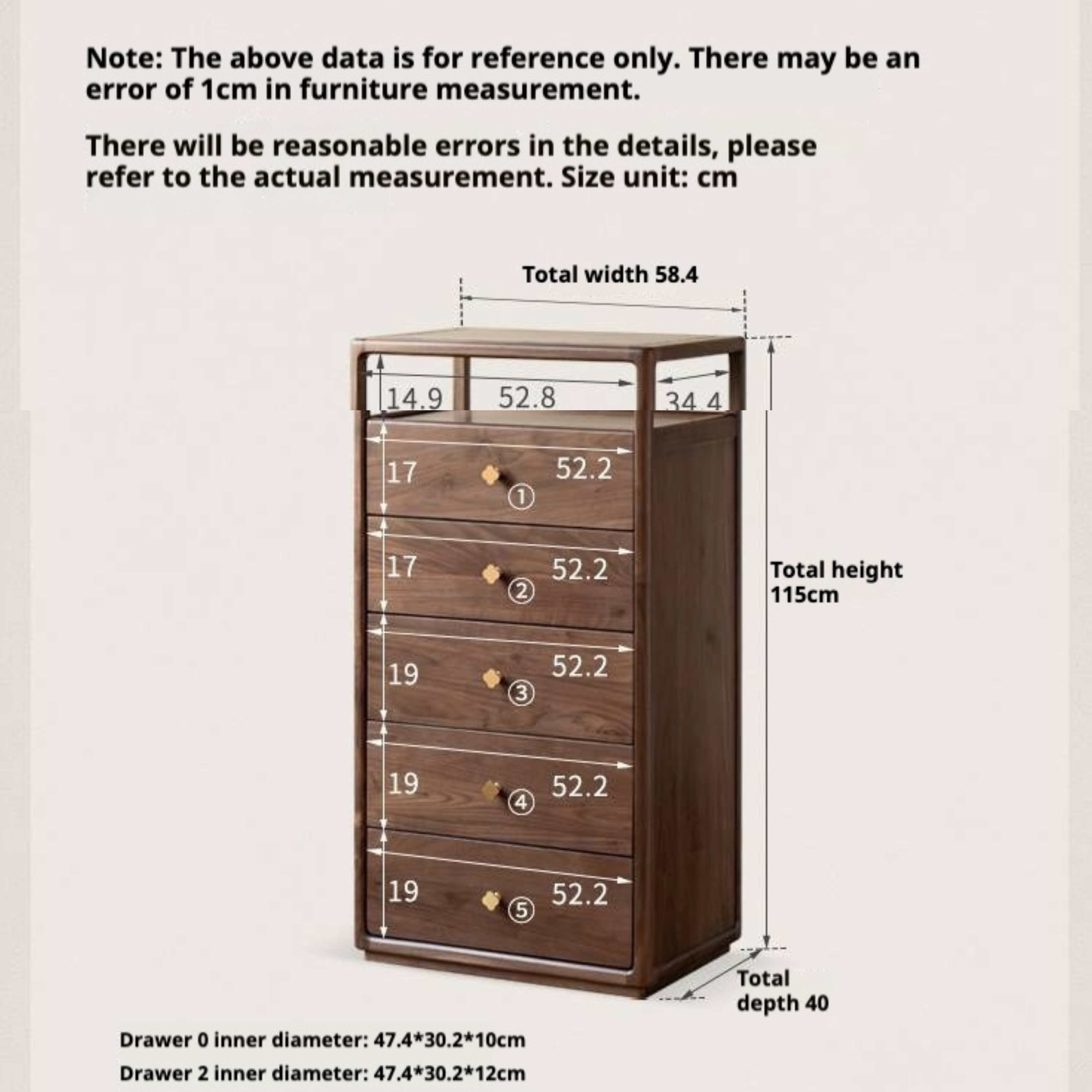 Black Walnut, Oak Solid Wood Storage Cabinet.