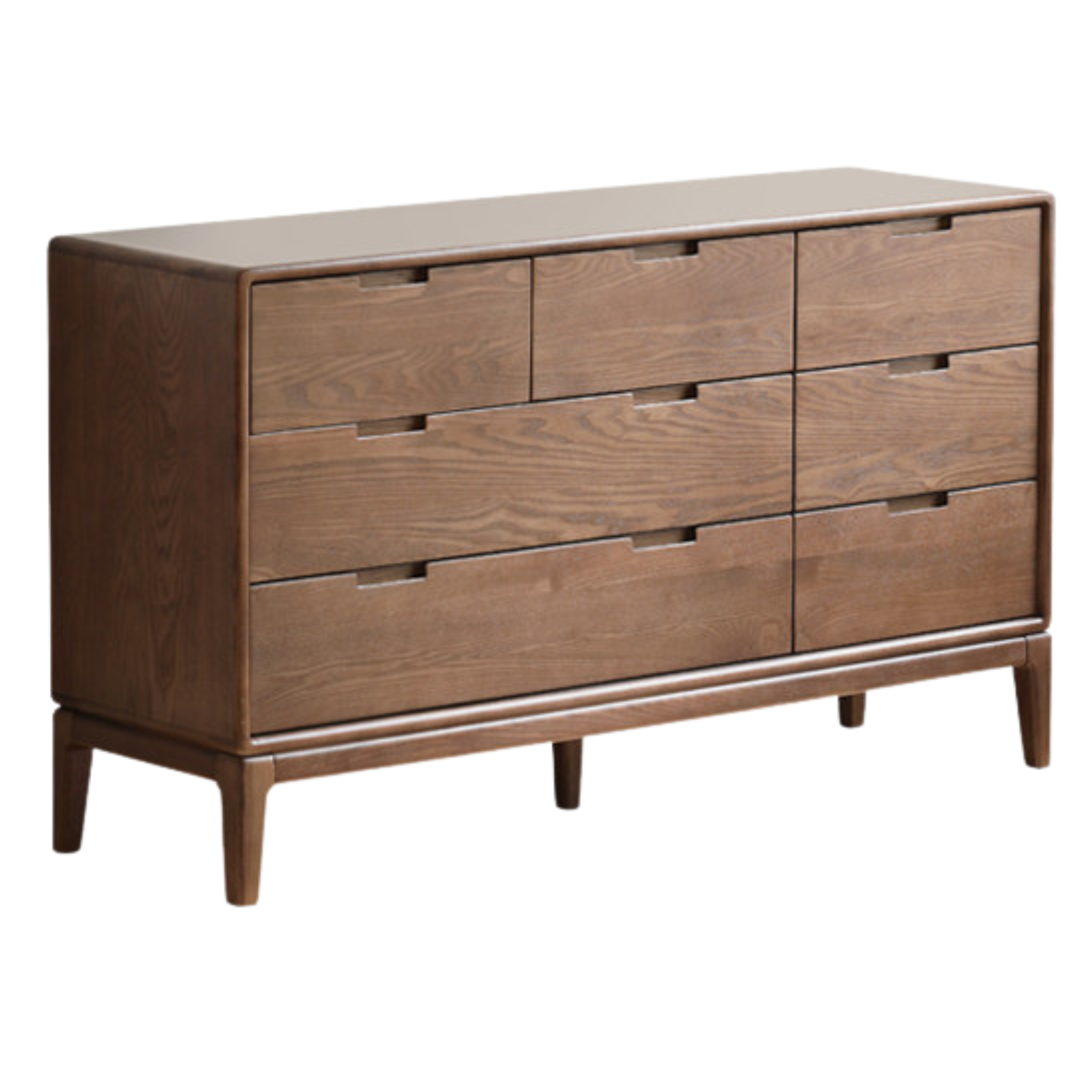 Ash Solid Wood Storage Cabinet Against the Wall