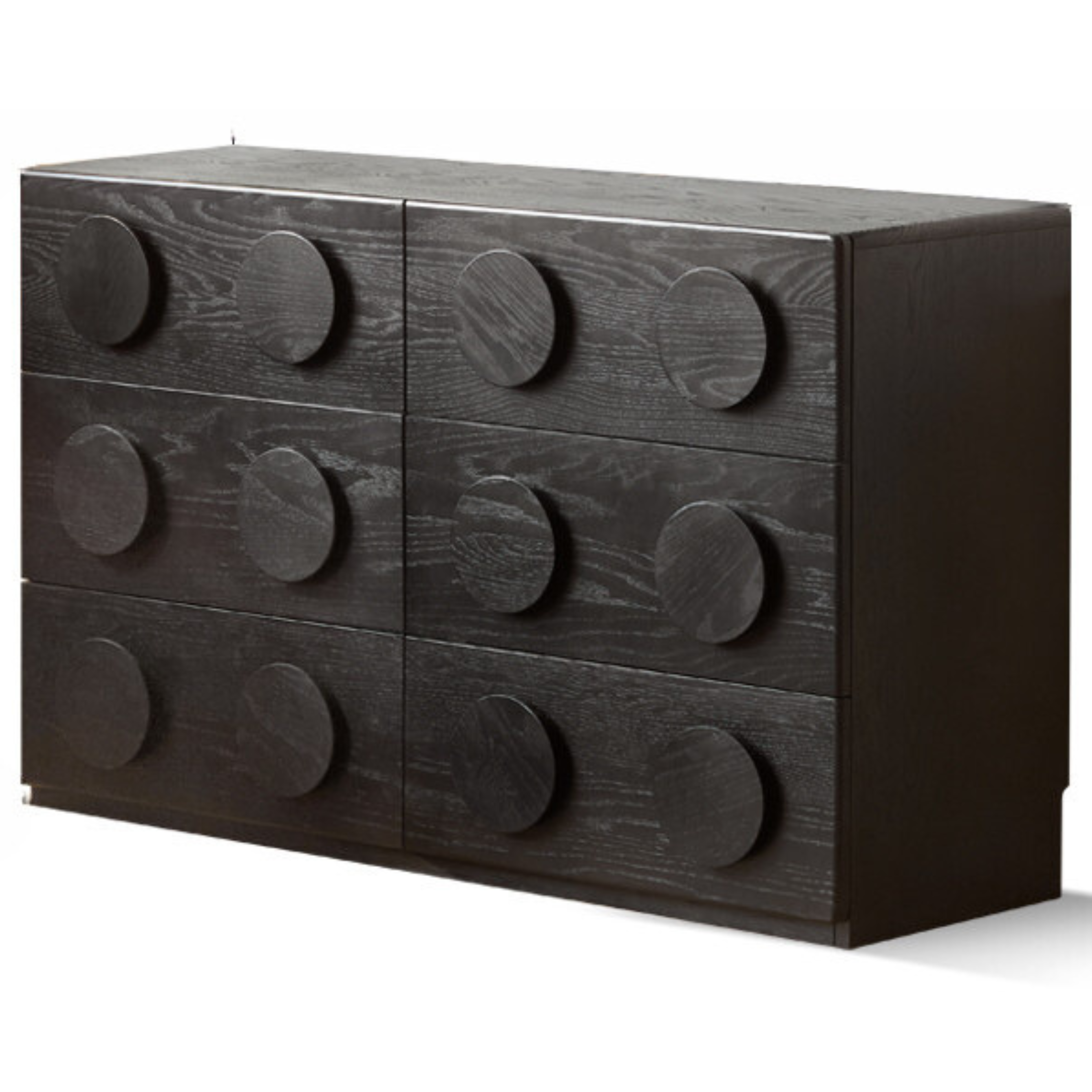 Oak Solid Wood Chest of Drawers Retro Black