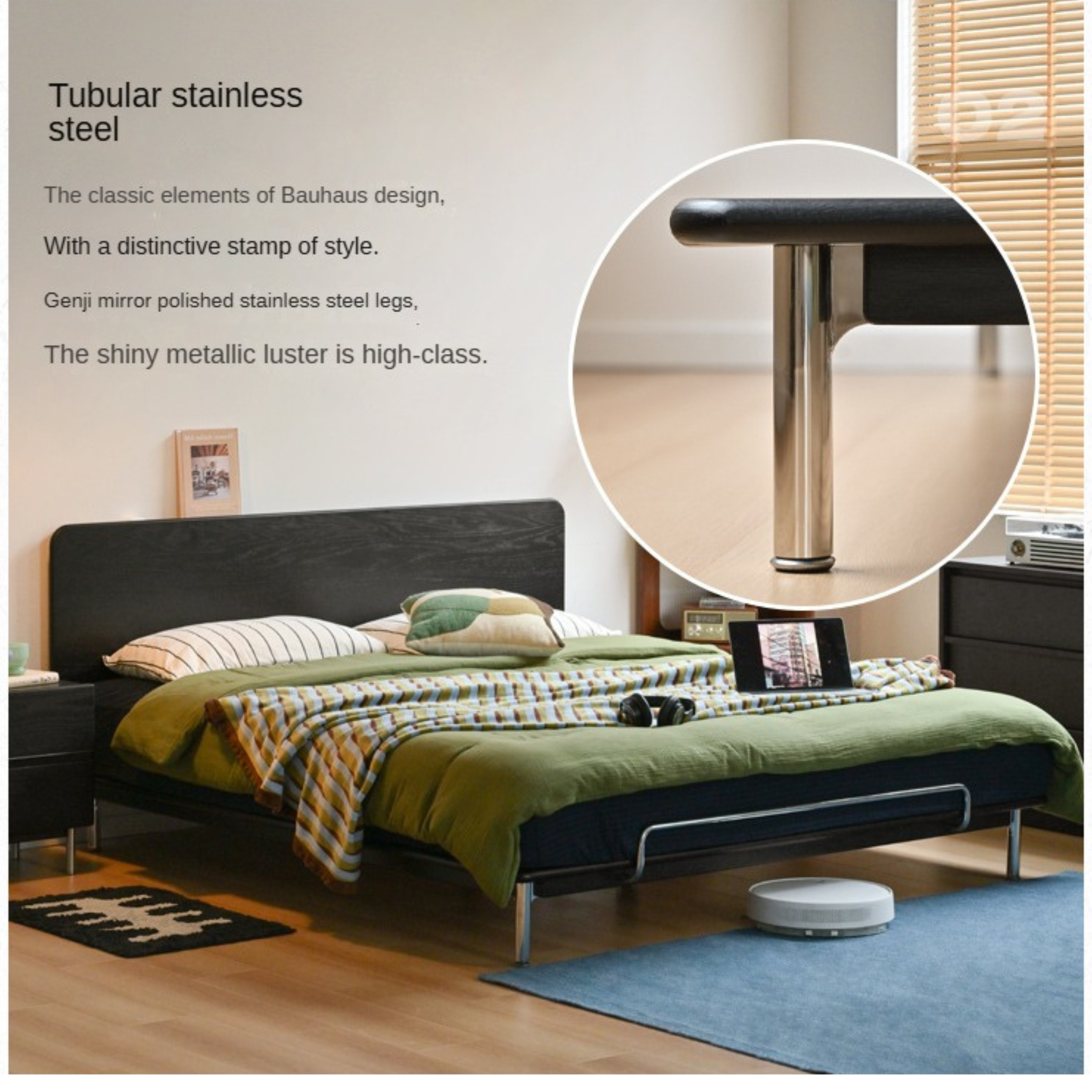 Ash, Oak Solid Wood Bed Minimalist