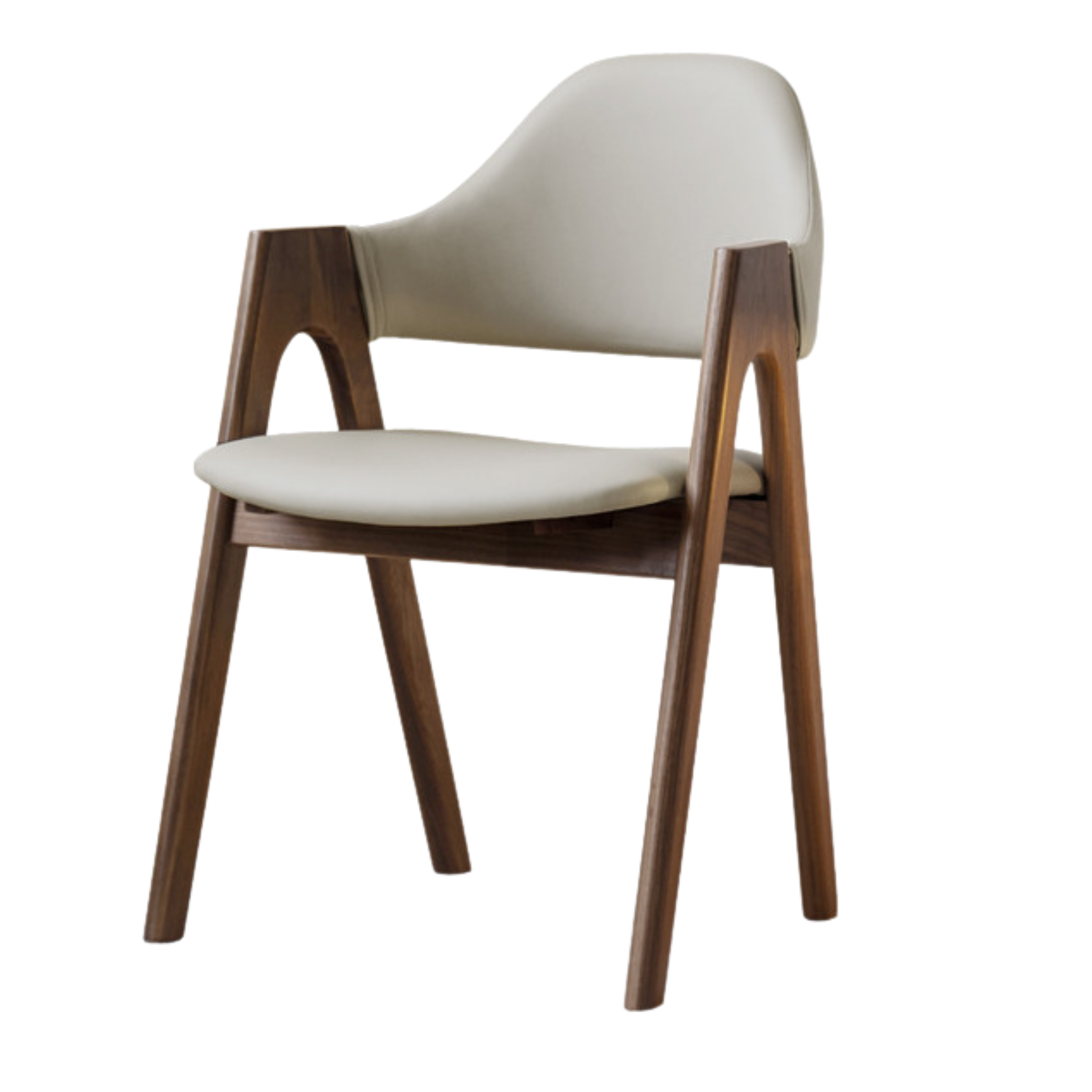 Black Walnut, Oak Solid Wood, Solid RubberWood Organic Leather, fabric Armchair 4 pcs