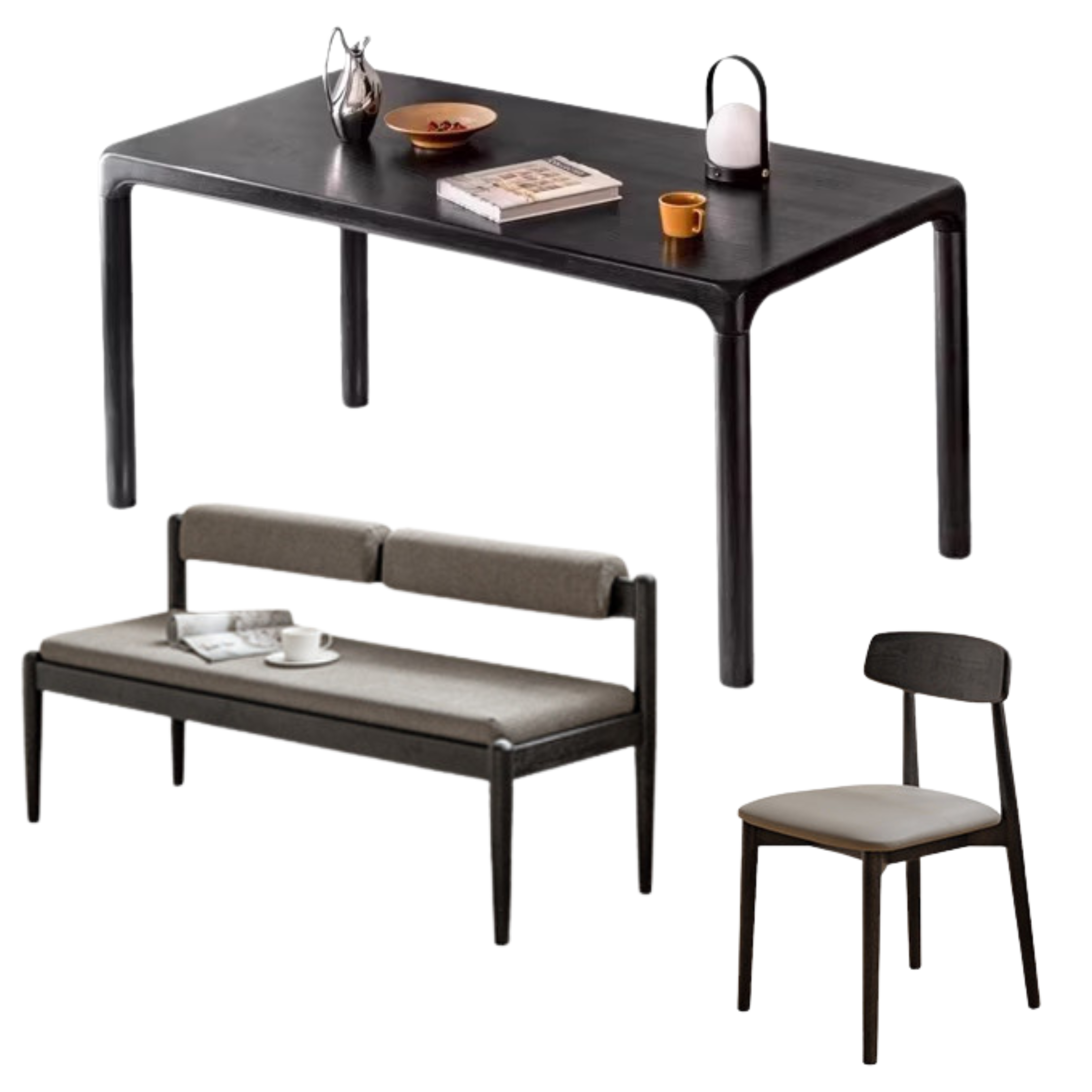 Ash Solid Wood Black Nordic Dining Table