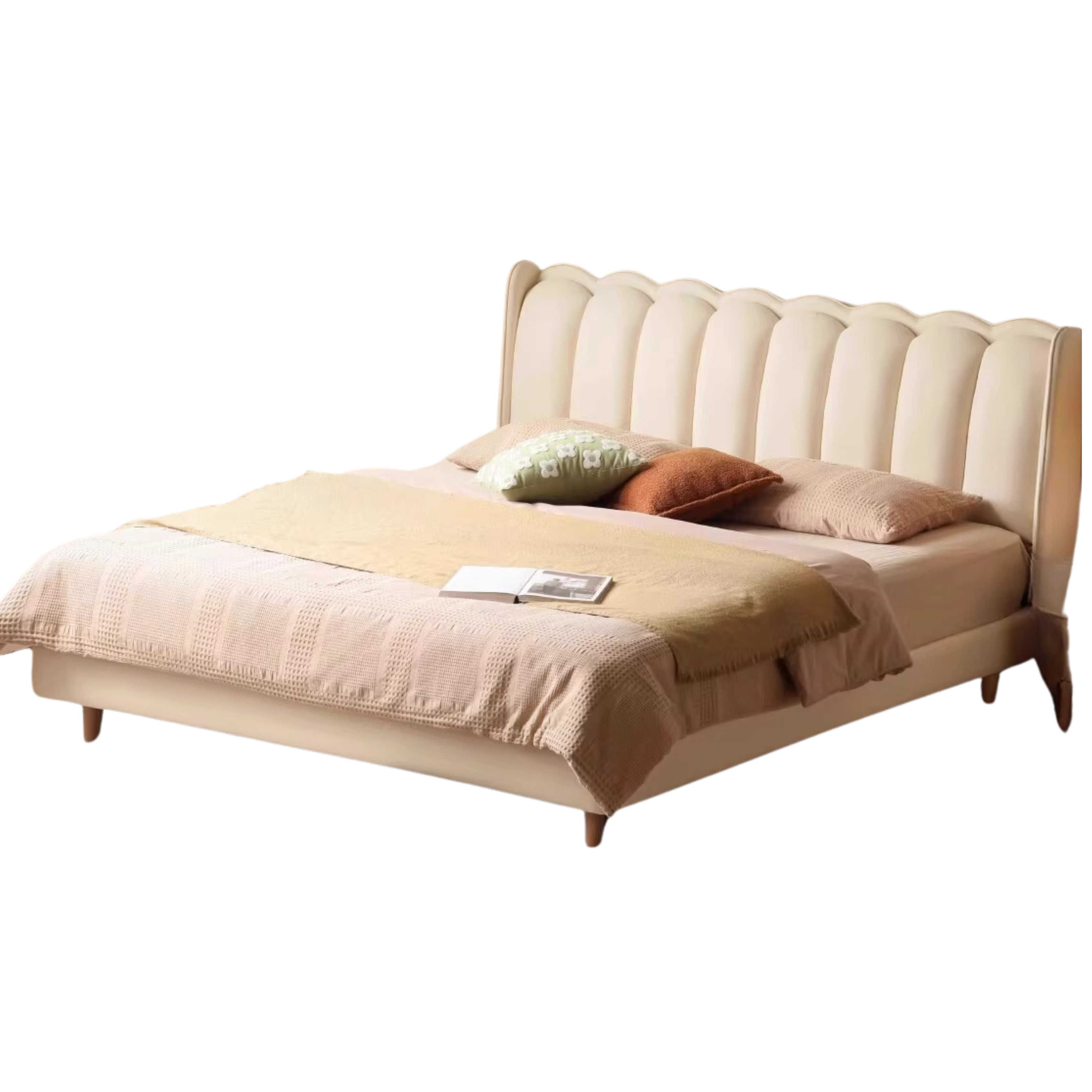Organic Leather Art Bed Cream Style Modern