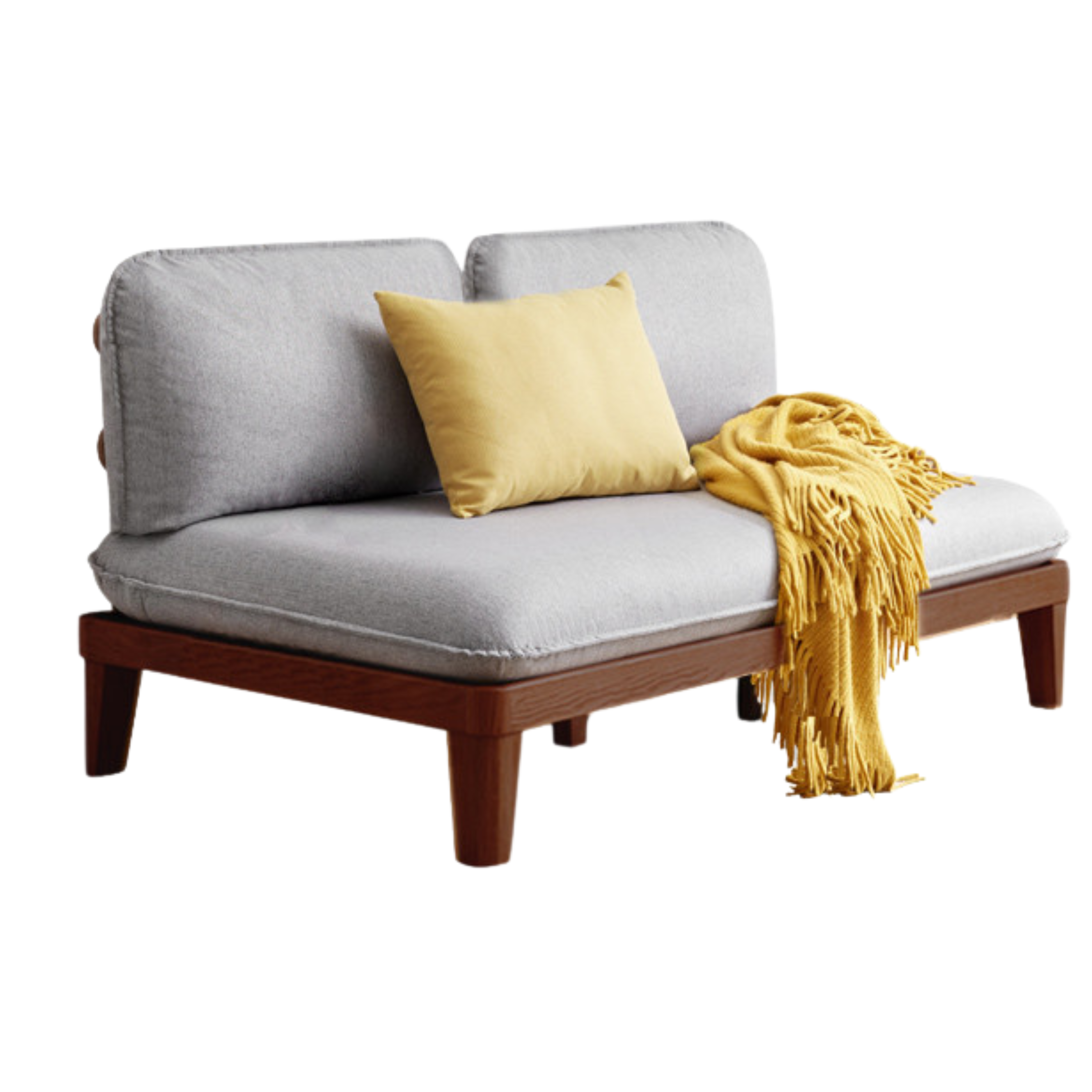 Oak Solid Wood Fabric Sofa.