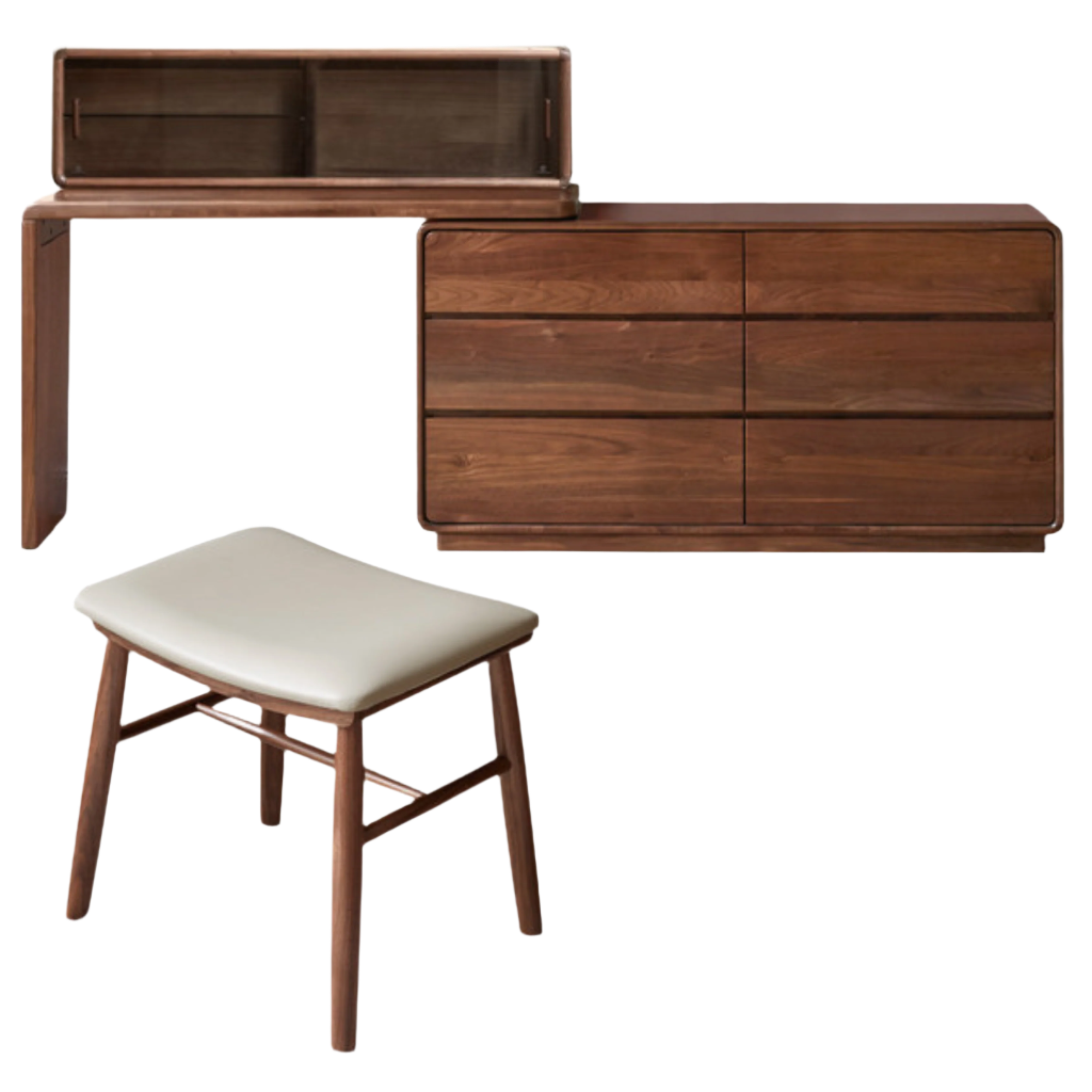 Black Walnut, Golden Sandalwood Telescopic Vanity Table.