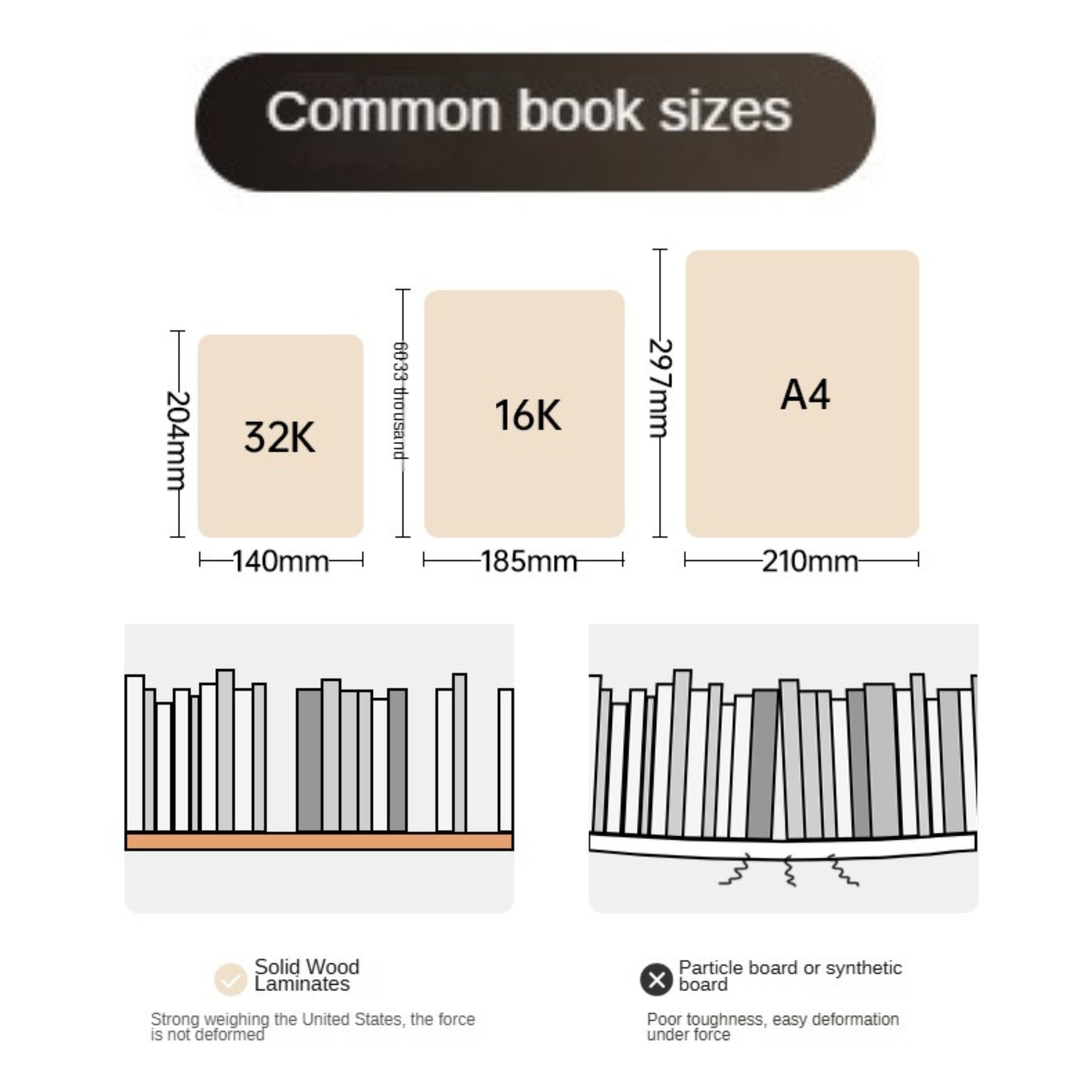 Black Walnut, Oak, Ash Solid Wood Desk Bookshelf