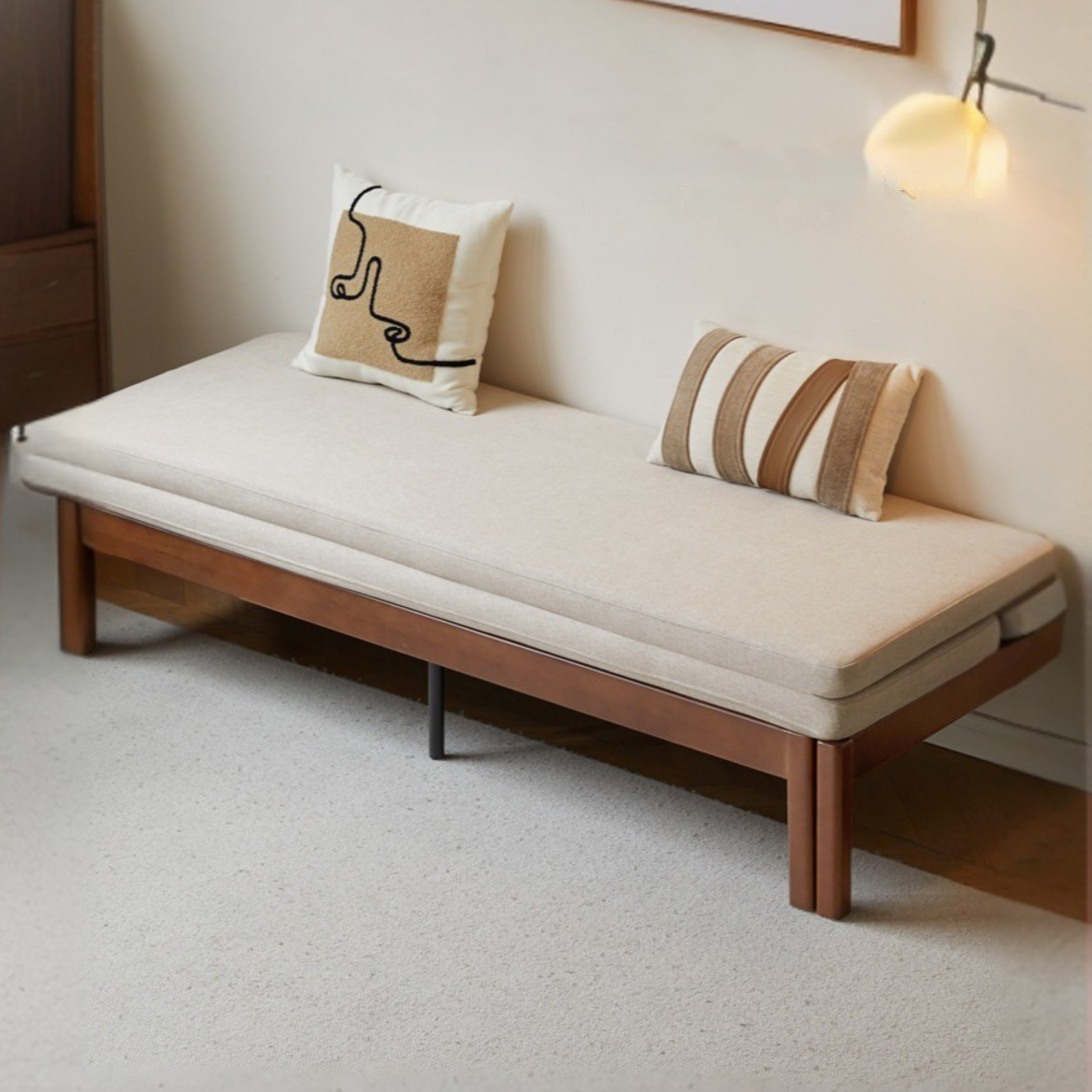 Beech Solid Wood Sofa Folding Dual Purpose Bed Sofa