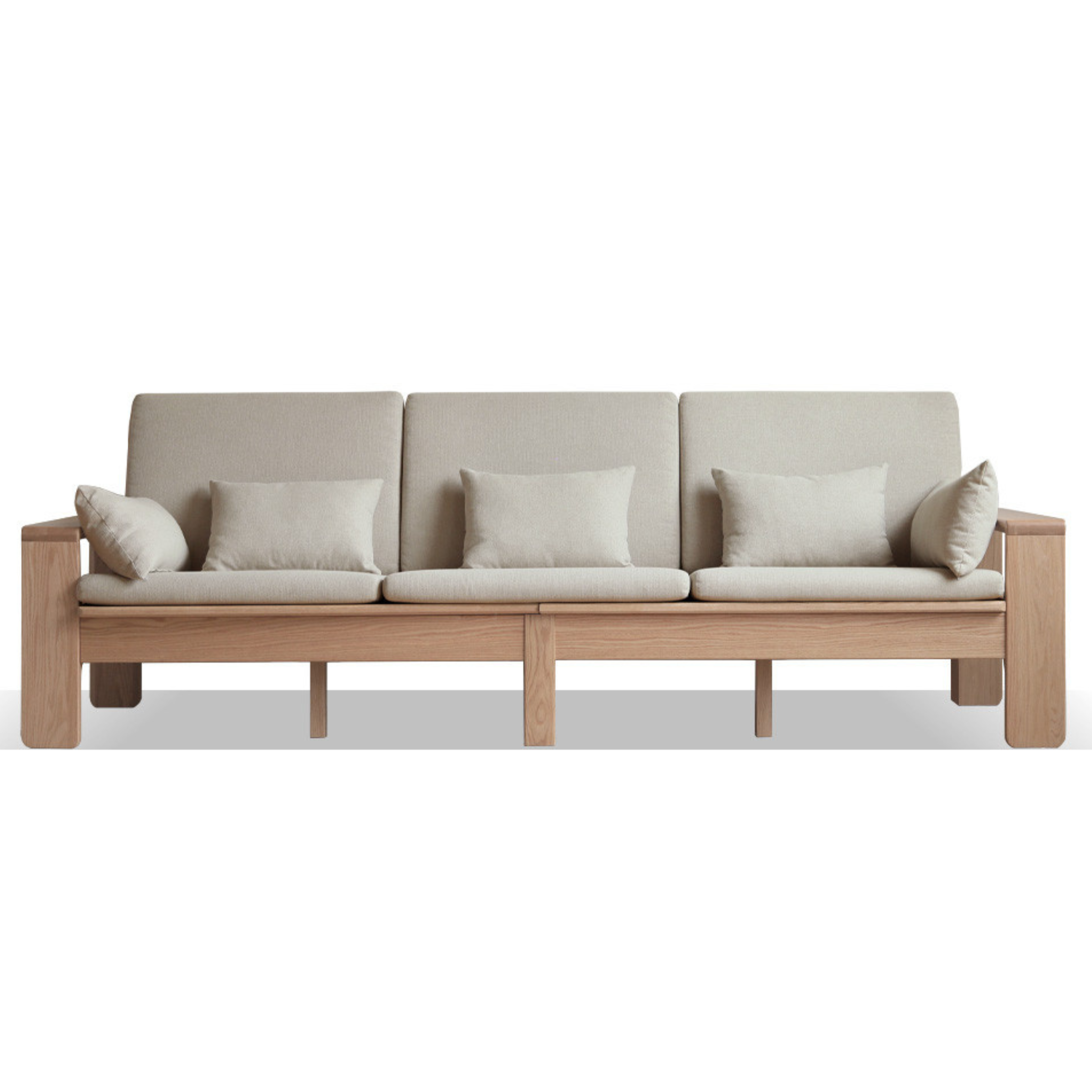 Oak Solid Wood Modern Nordic Fabric Sofa.