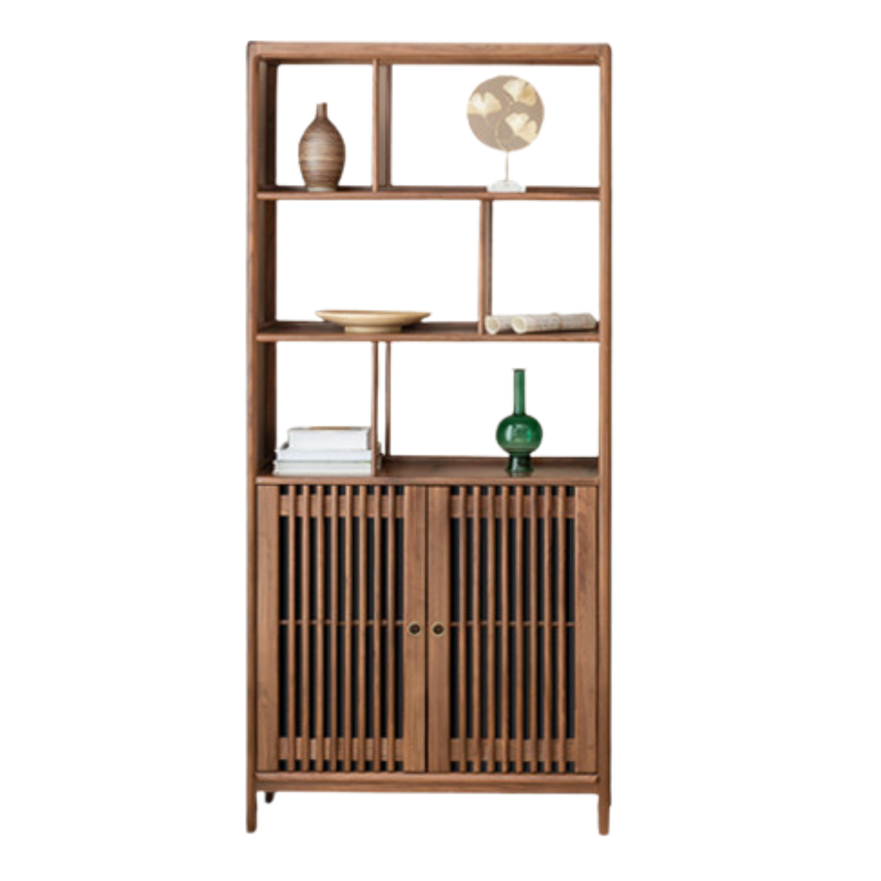 Black Walnut, Ash Solid Wood Bookshelf Combined Bookcase Display Cabinet Wall Shelf