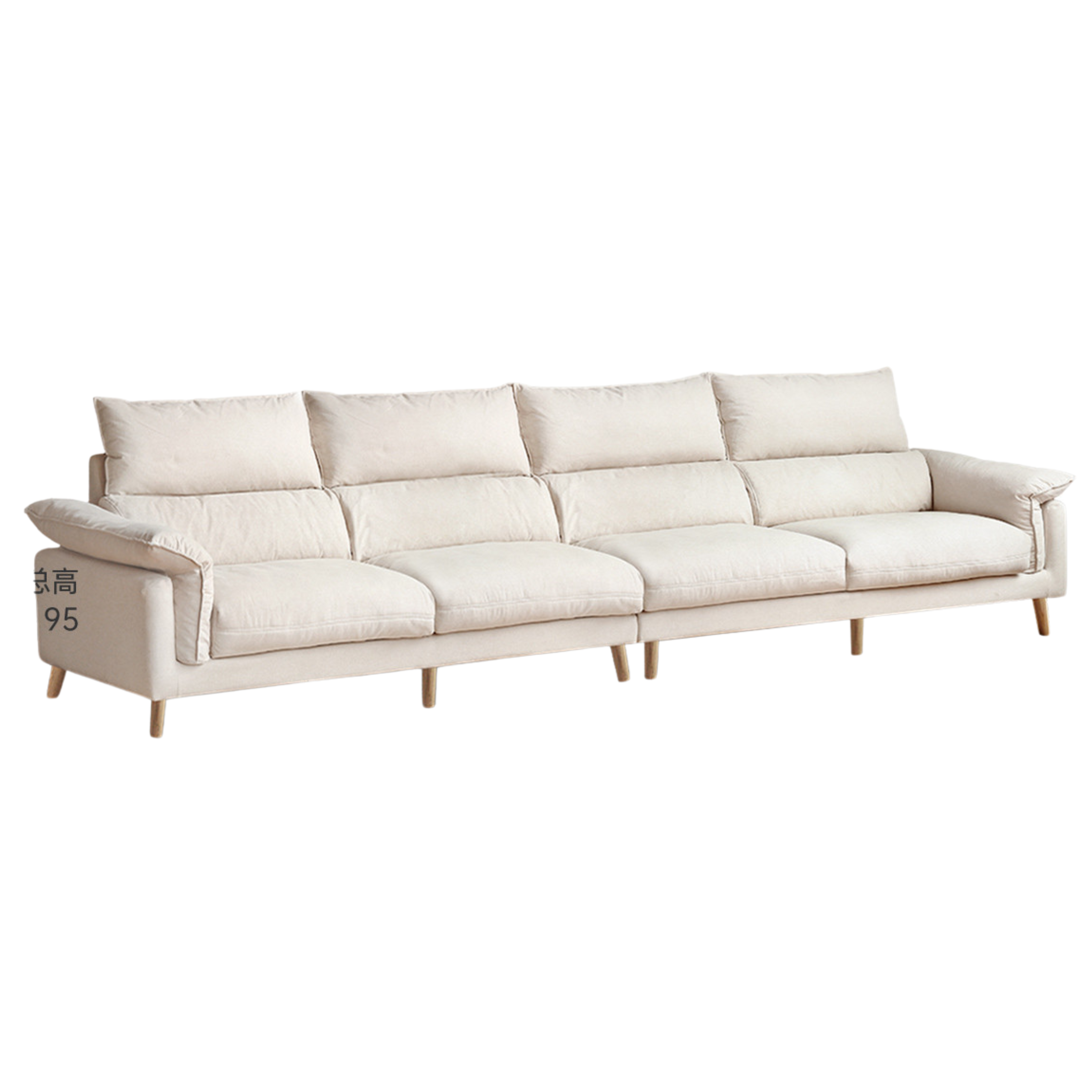 Fabric, Leather Modern White Down Sofa.