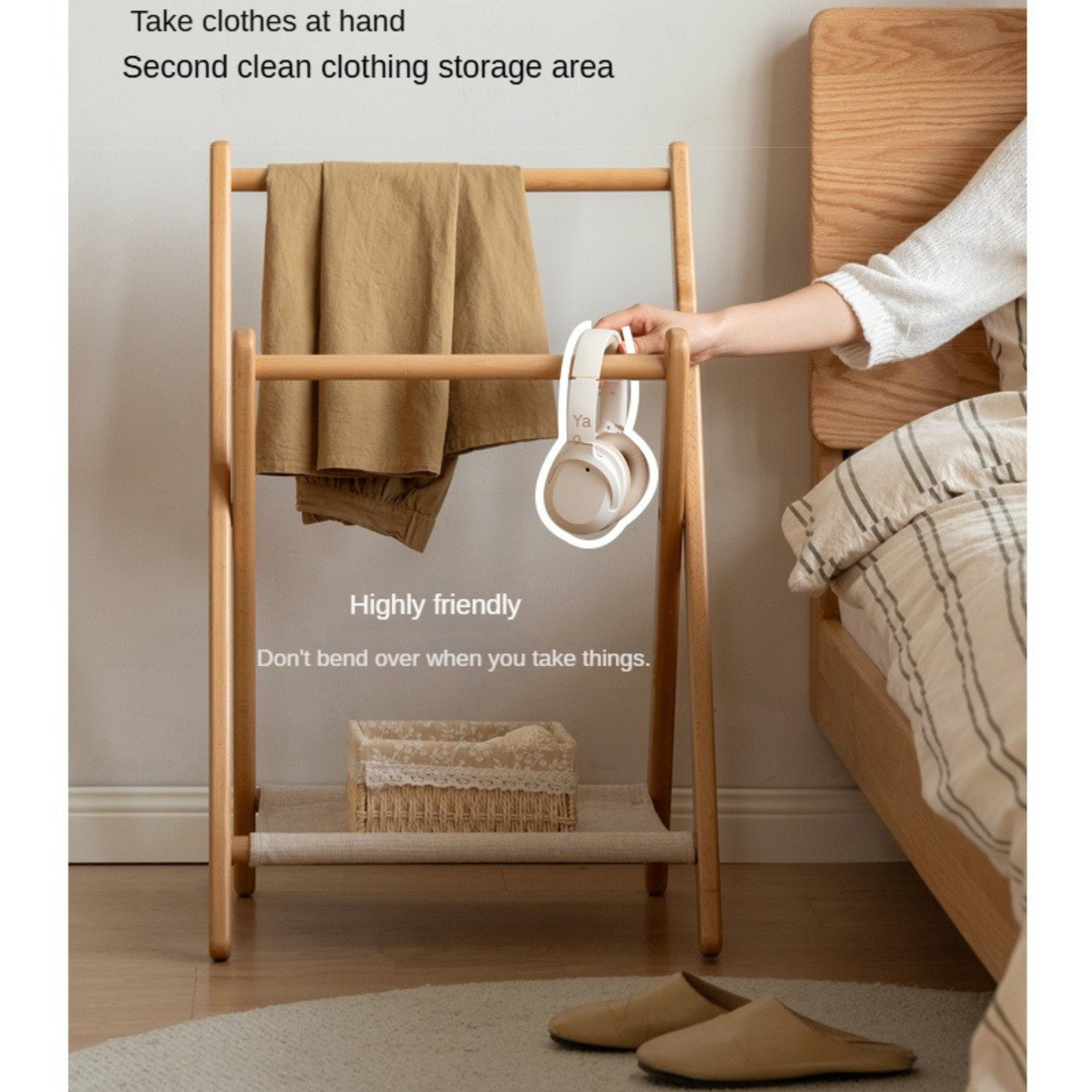 Beech solid wood clothes hanger