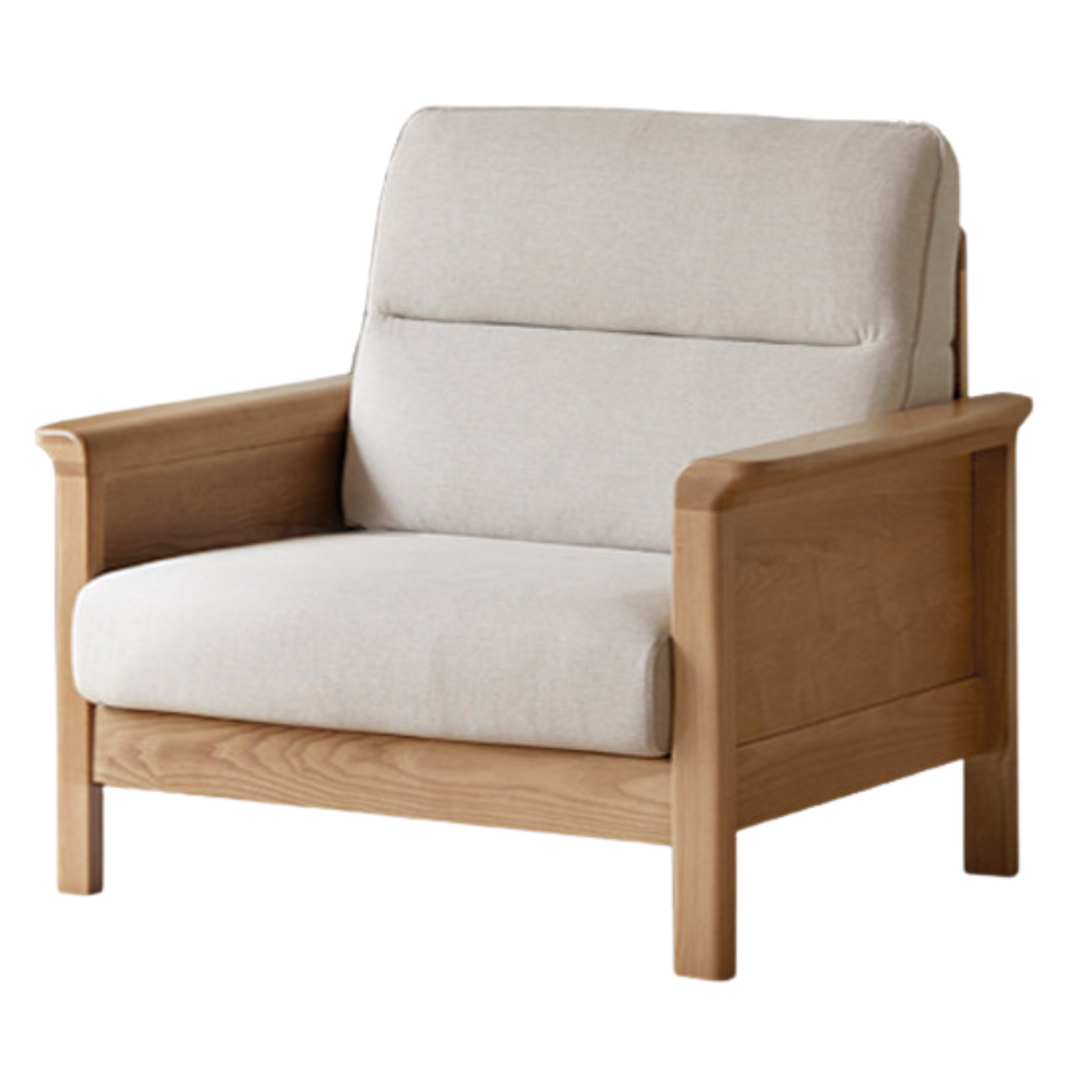 Ash Solid Wood Modern High Back Sofa.