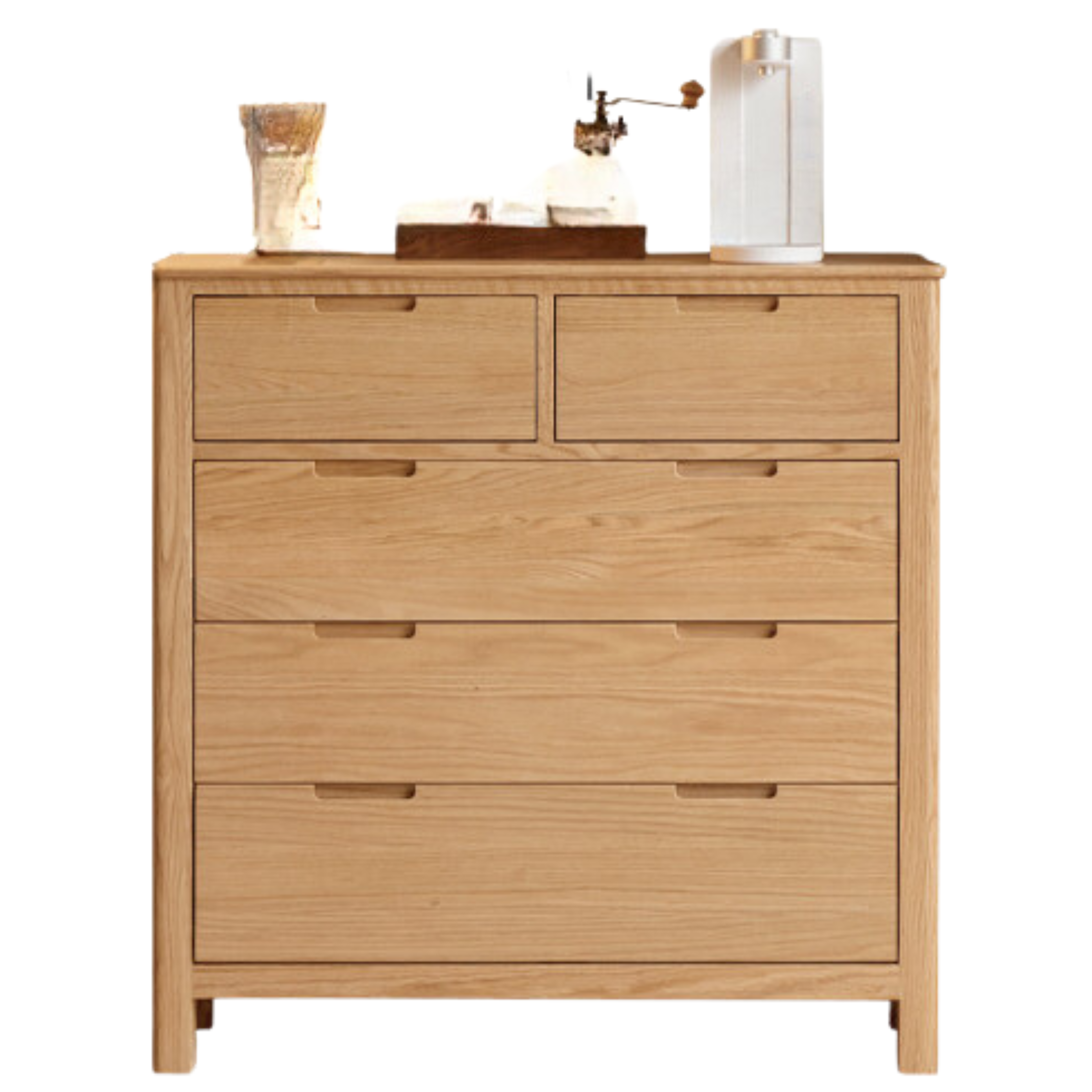 Oak Solid Wood, Solid Rubberwood Nordic Chest of Drawers
