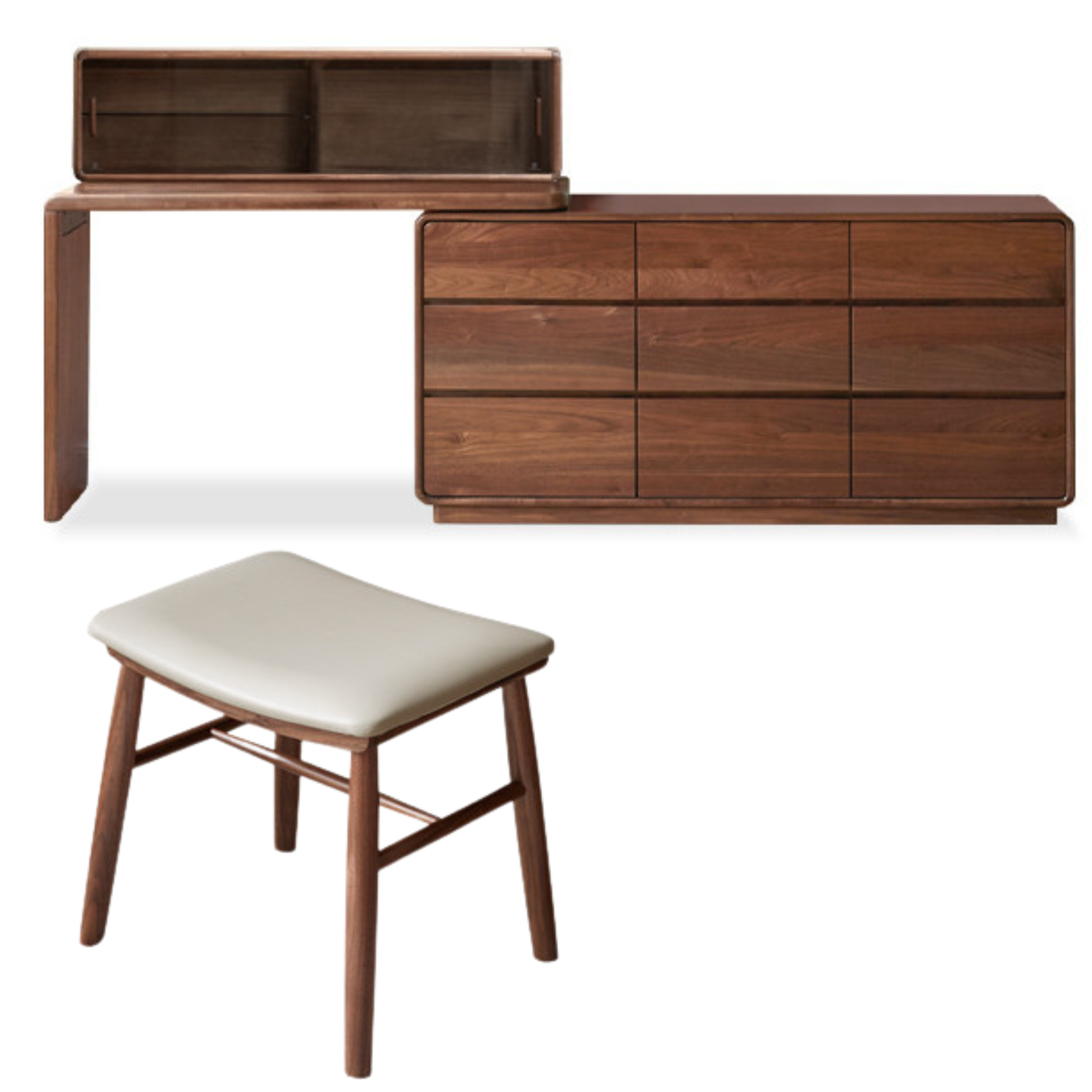 Black Walnut, Golden Sandalwood Telescopic Vanity Table.