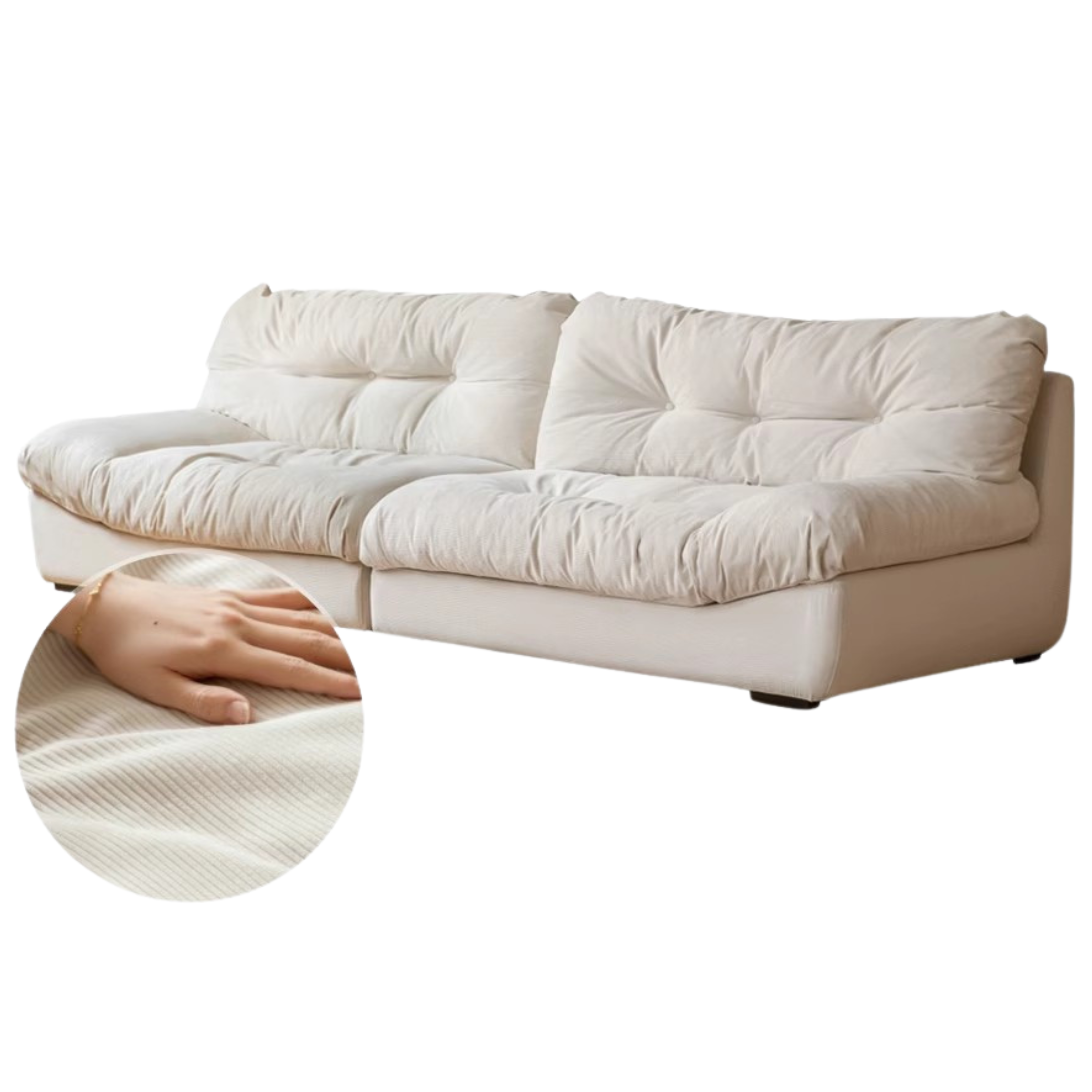 Fabric Italian Style Cloud Sofa With Russian Birch Wood Frame