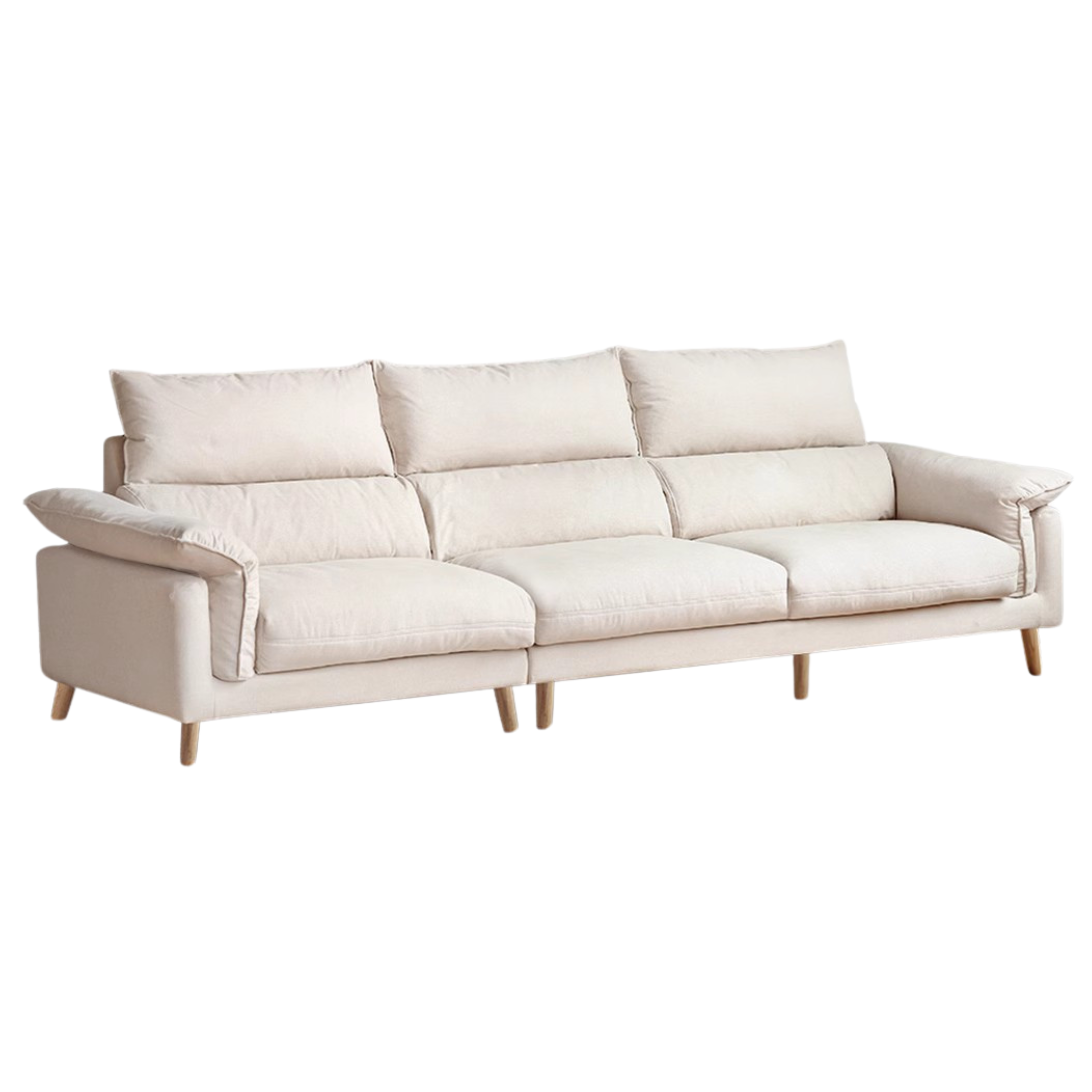 Fabric, Leather Modern White Down Sofa.