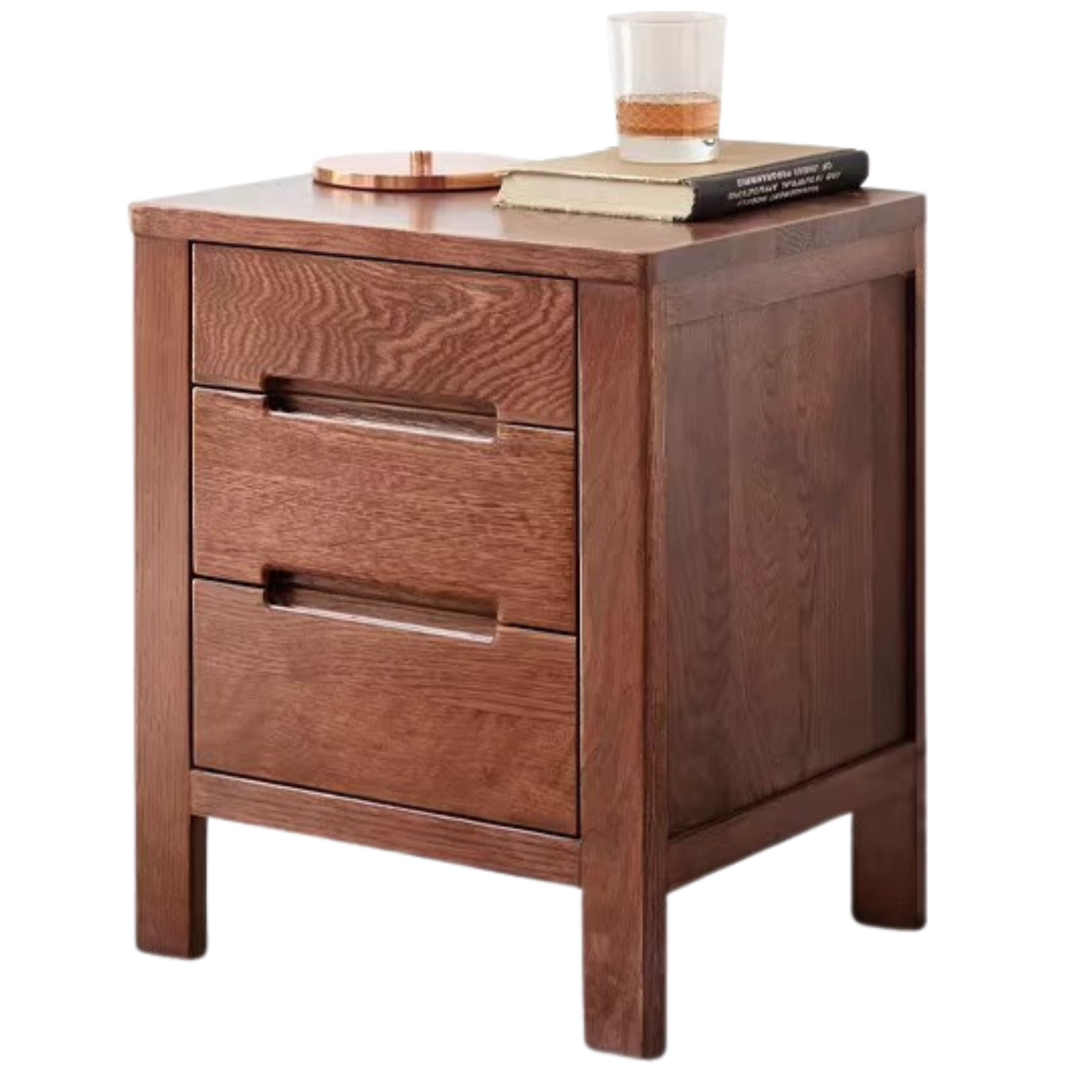 Oak Solid Wood Nordic Style Nightstand.