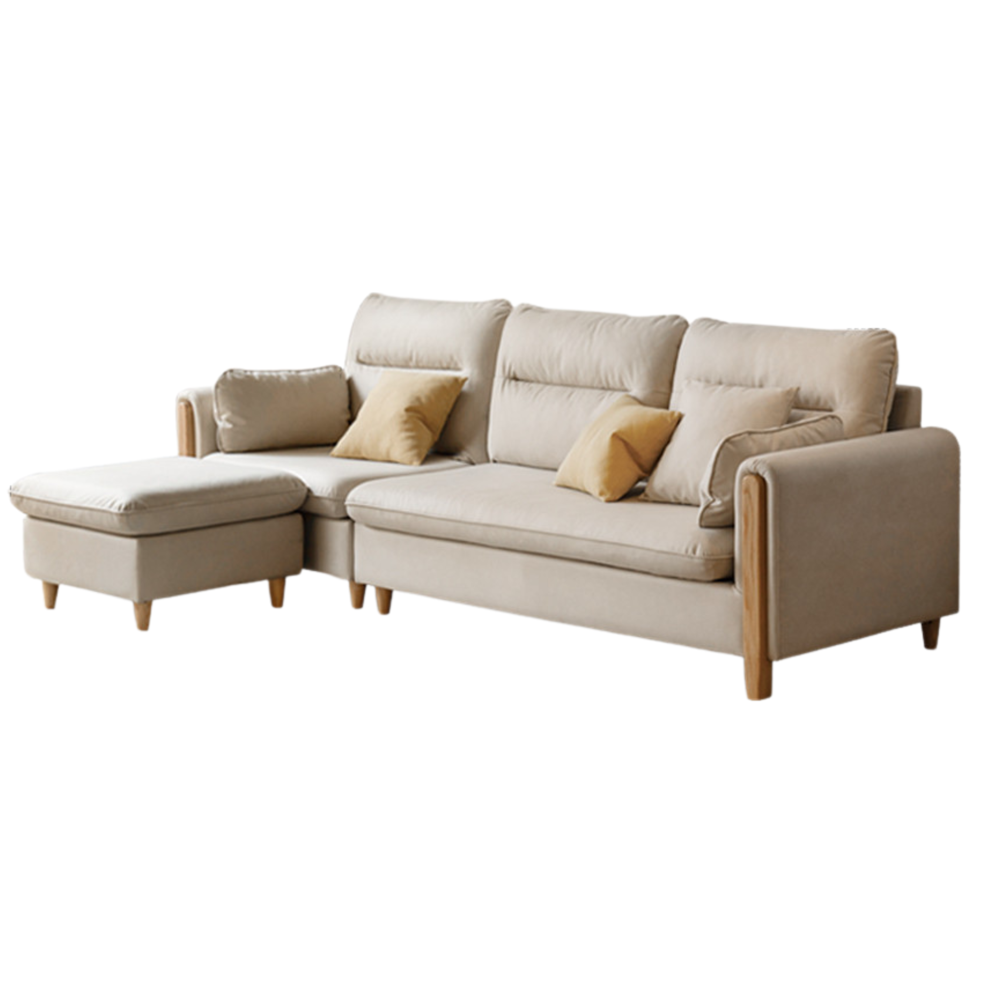 Oak Solid Wood Luxury Fabric Sofa.