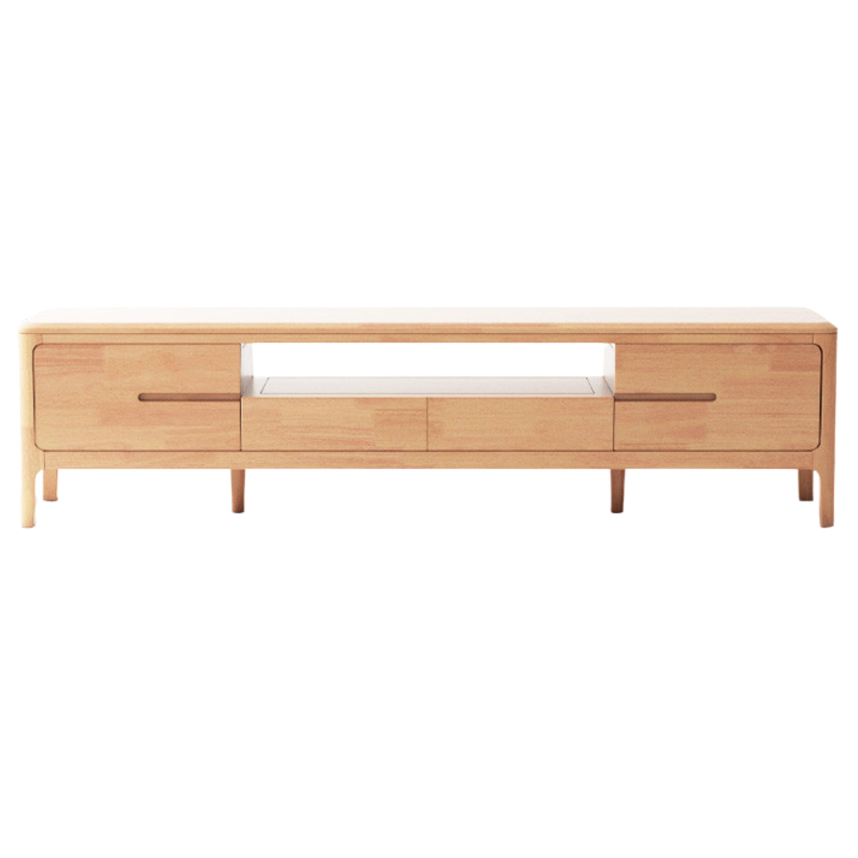 Oak, Solid Rubberwood Modern TV Stand