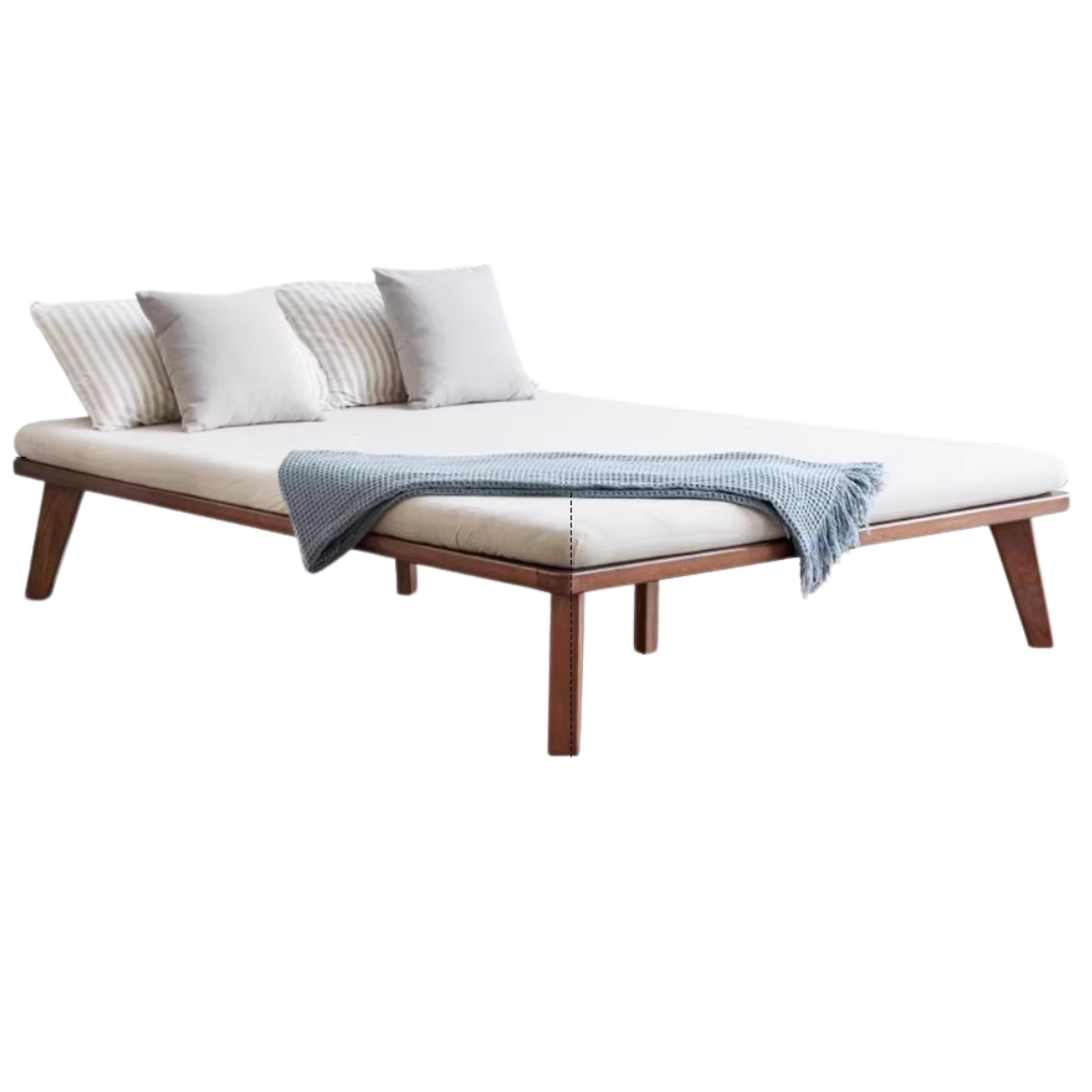 Oak solid wood platform bed, headboard-free bed
